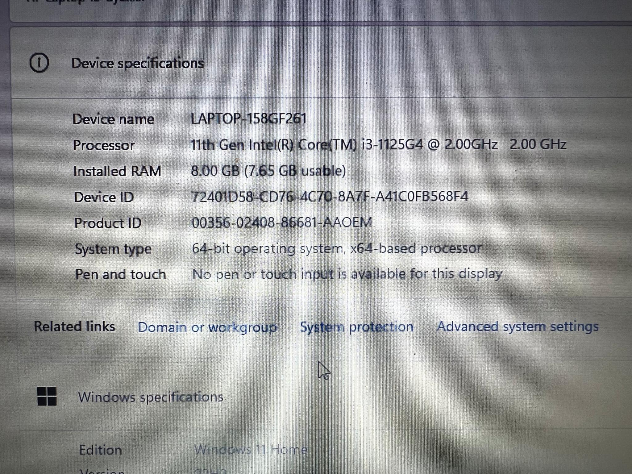 HP Pavilion Laptop (Intel I3-1125G4)