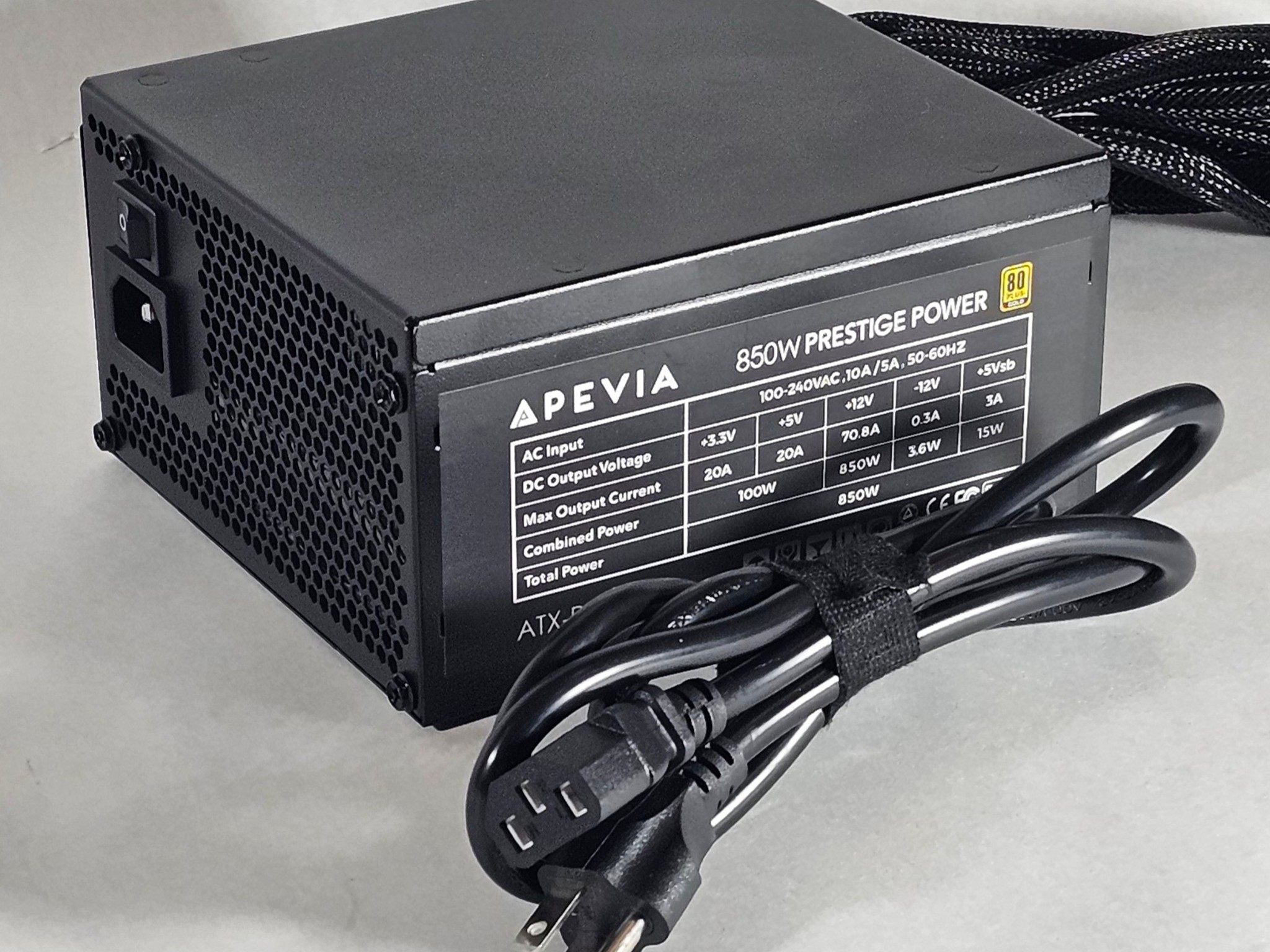 850 Watt PSU 80+ GOLD Apevia 850W Prestige Power Supply