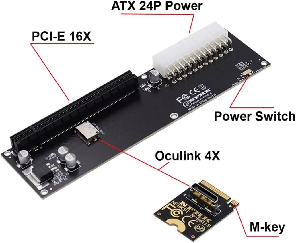 Oculink SFF-8612 to PCI-E 3.0 4.0 M.2 M-Key to SFF-8611 Host Adapter for eGPU GPD W Cabe 32Gb/s