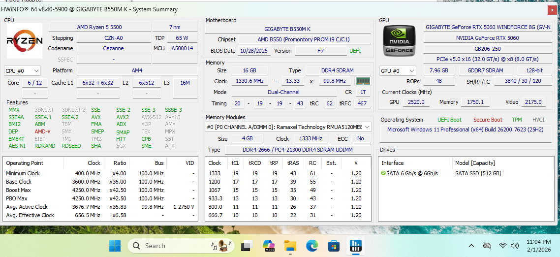1080p / 1440p Gaming PC – Compact Black Build, Solid Performance