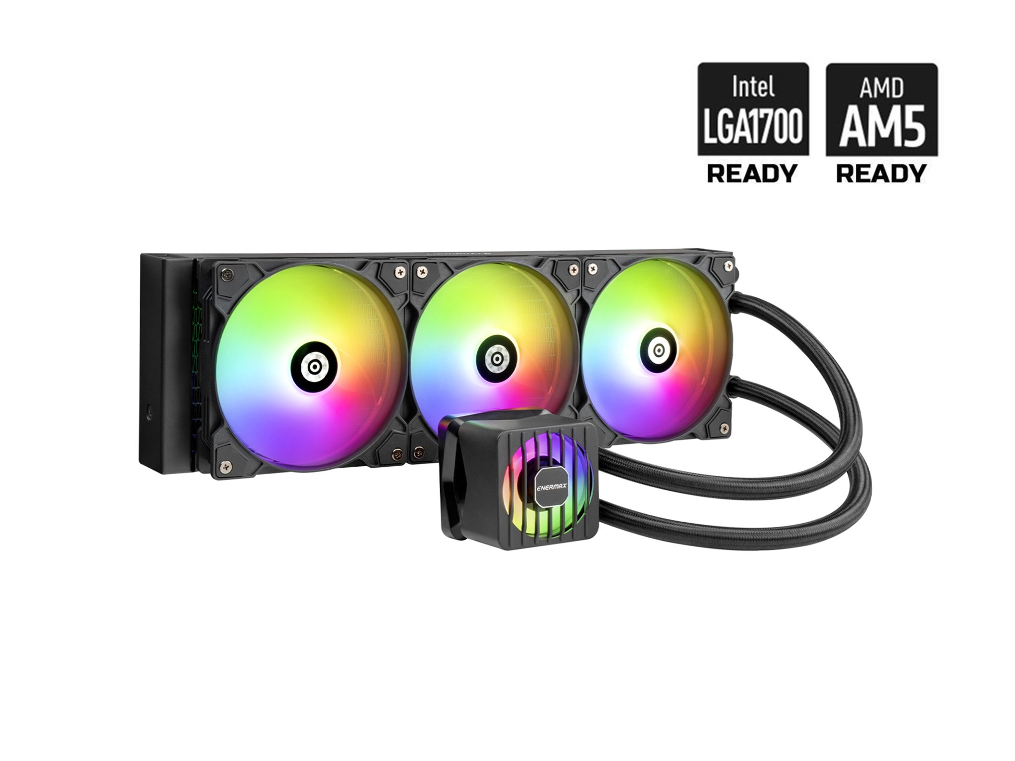 ENERMAX LIQMAXFLO 360 ARGB AIO CPU Liquid Cooler - 60mm VRM Fan - 400W TDP - 38mm Thick Radiator