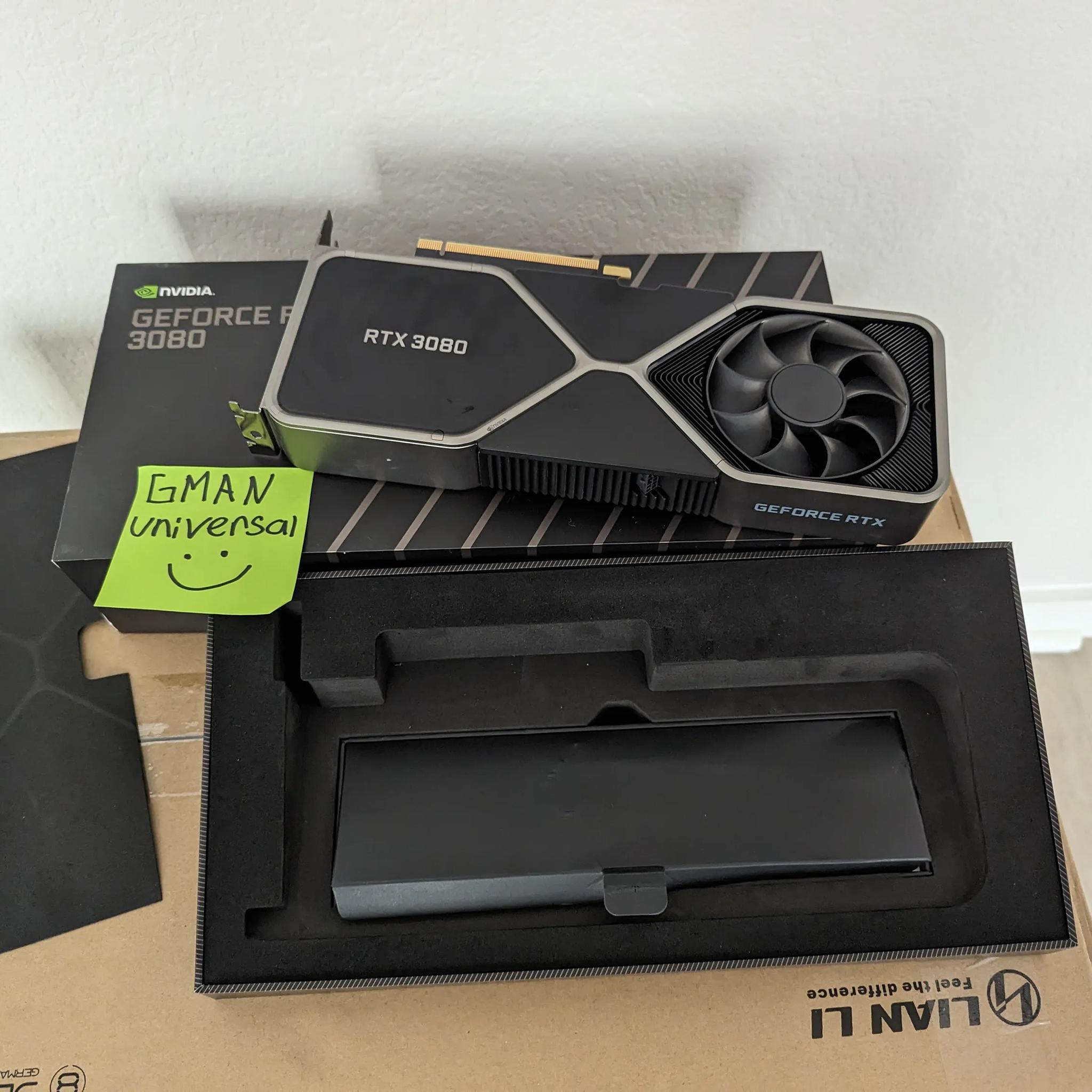 NVIDIA - GeForce RTX 3080 10GB GDDR6X PCI Express 4.0 Graphics Card - Titanium and black