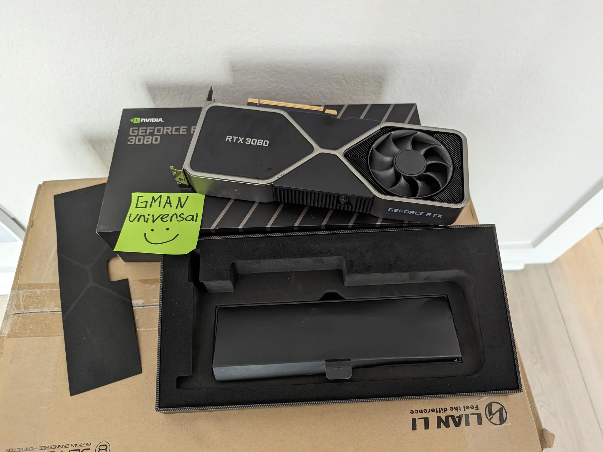 NVIDIA - GeForce RTX 3080 10GB GDDR6X PCI Express 4.0 Graphics Card - Titanium and black