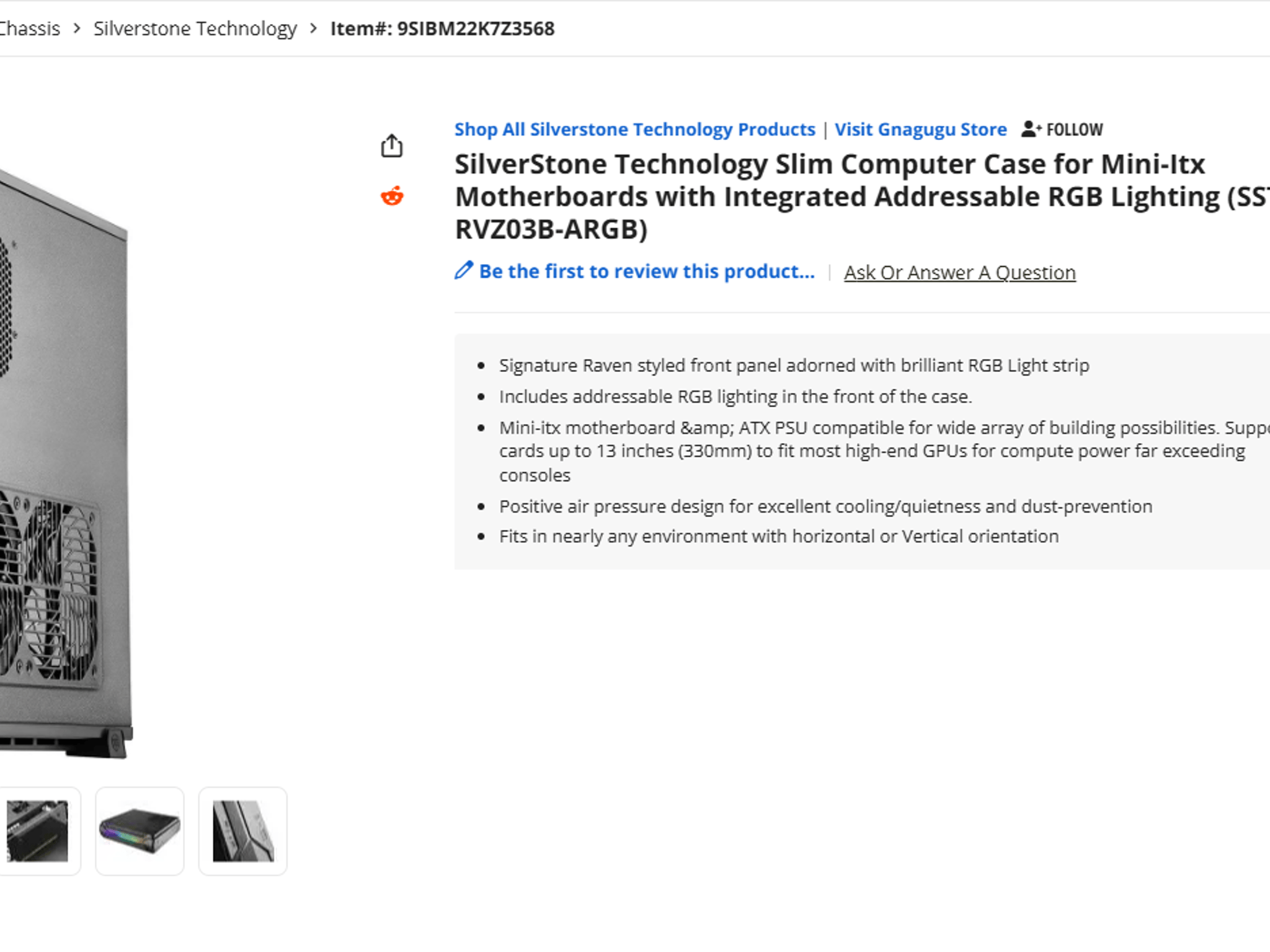 SilverStone Technology Slim Computer Case for Mini-Itx Motherboards with Integrated RGB Lighting