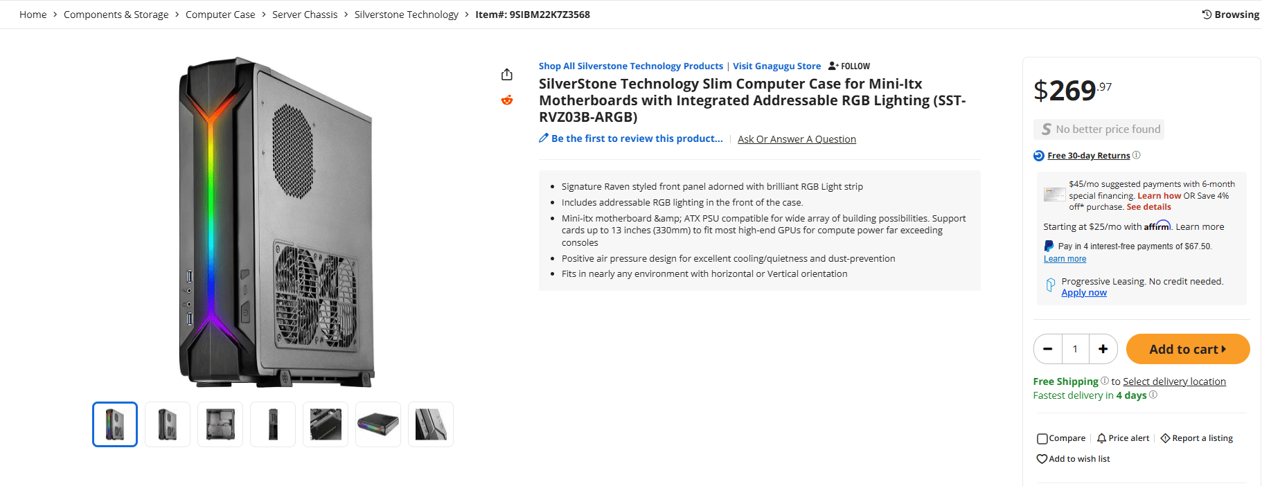 SilverStone Technology Slim Computer Case for Mini-Itx Motherboards with Integrated RGB Lighting