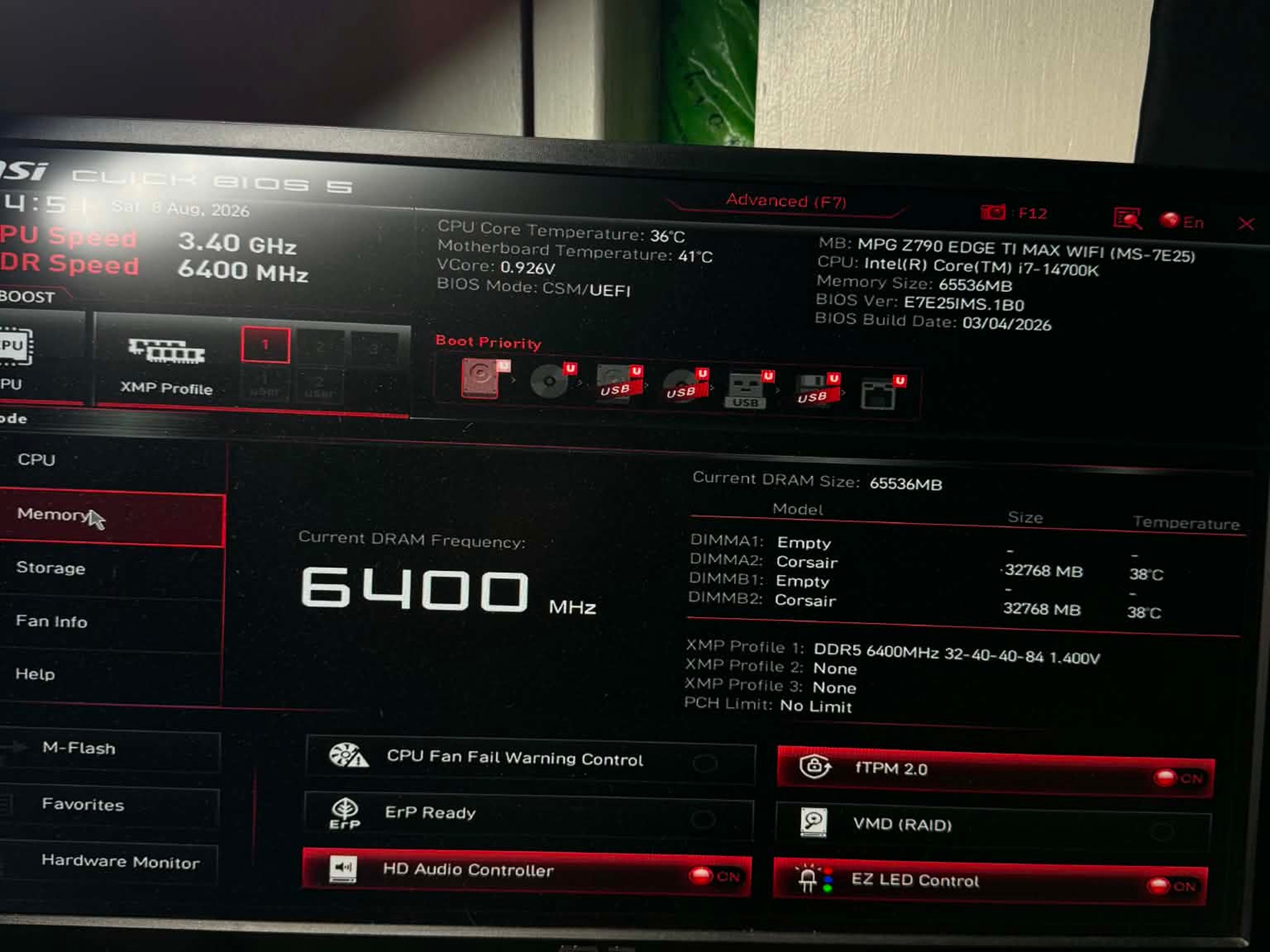 CORSAIR VENGEANCE DDR5 RAM 64GB (2x32GB) 6400 MHZ CL32