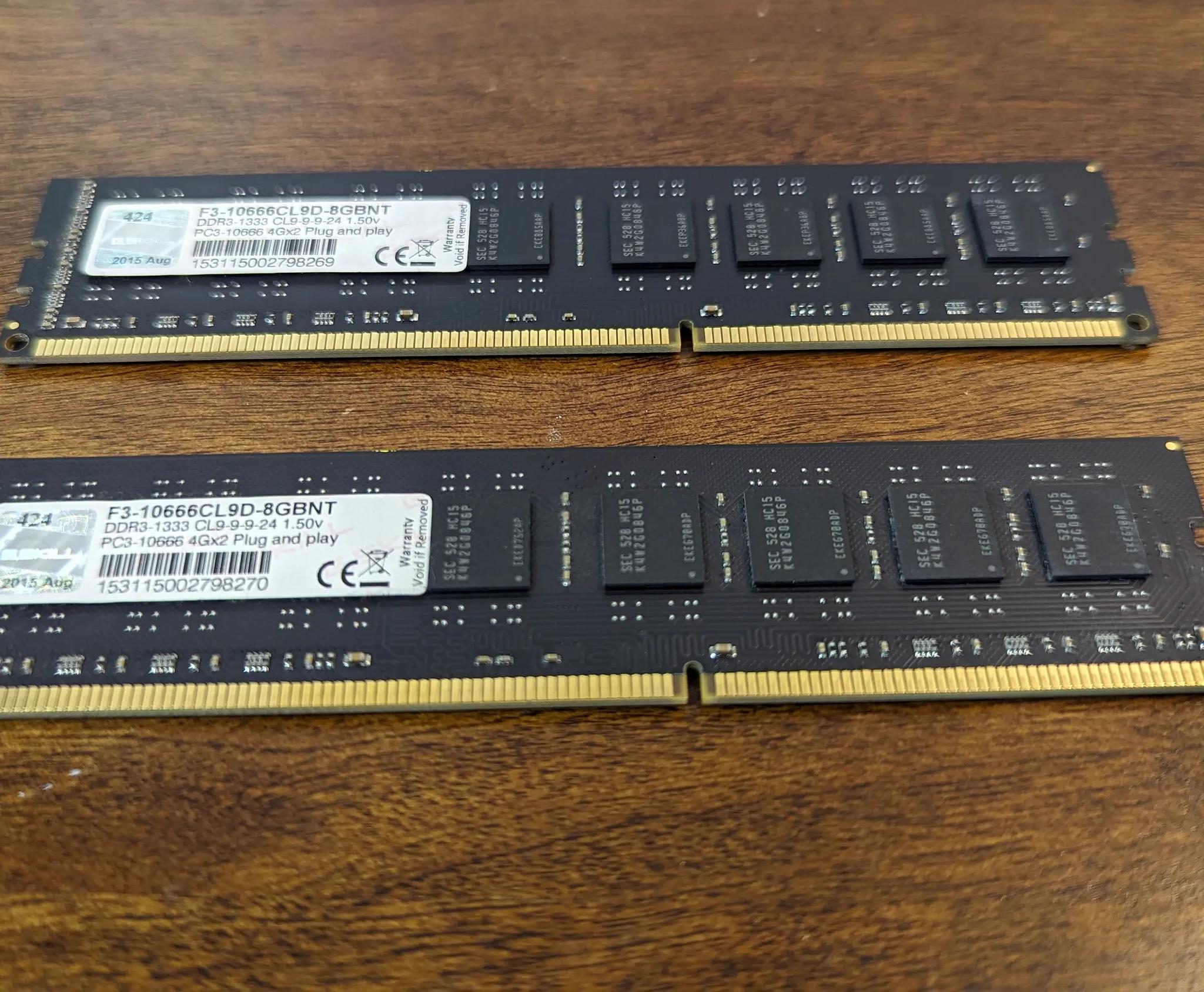 2x4GB DDR3 1333MHz DIMM G-Skill Ram (F310666CLD9D-8GBNT)