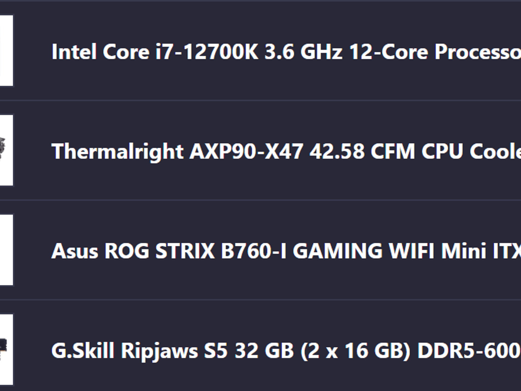 Intel i7 12700K + ASUS B760-I Mini ITX + G.Skill 32GB DDR5 Bundle