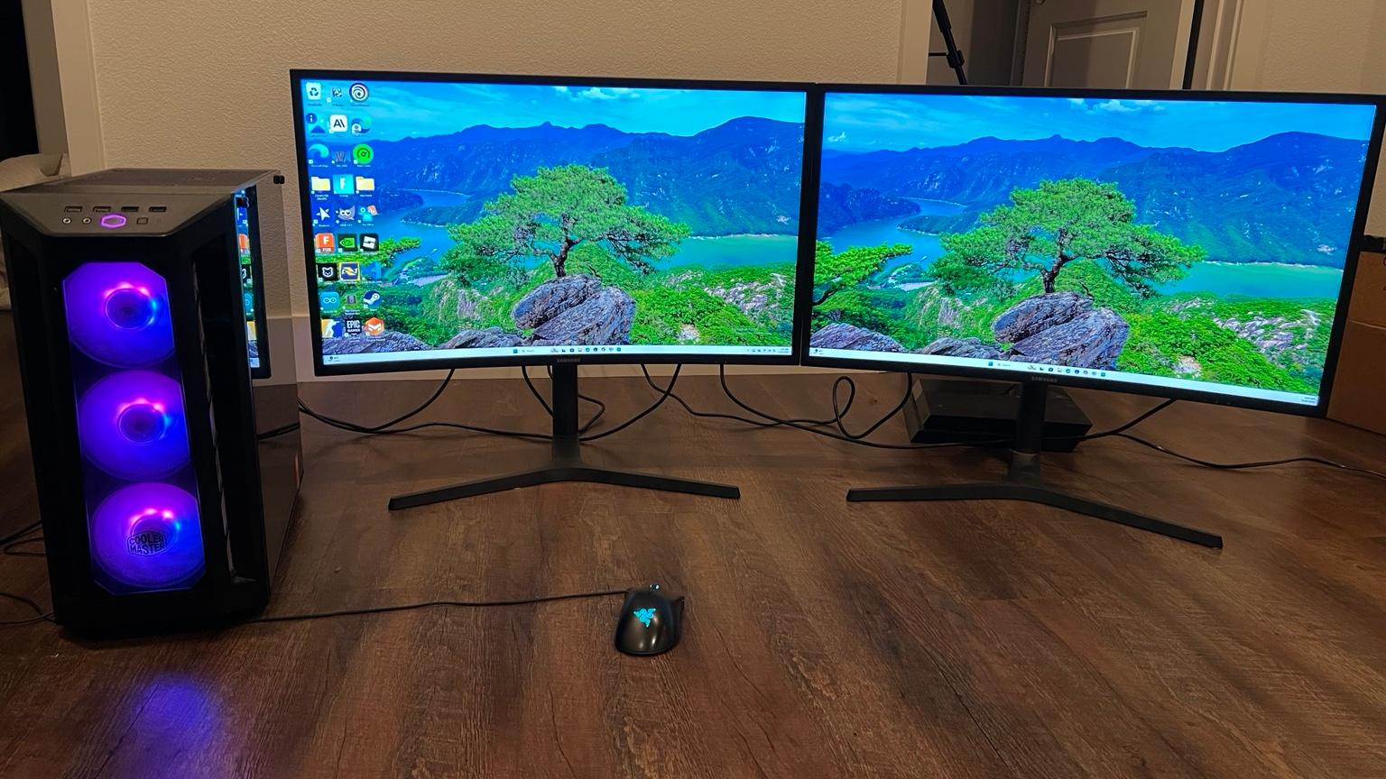 Two 32" Curved Samsung C32HG70 Monitors