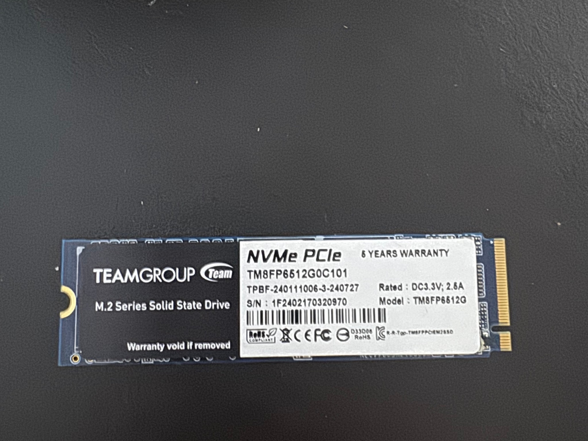 TeamGroup 512GB NVMe M.2 SSD – Fast Boot Drive – Tested & Working