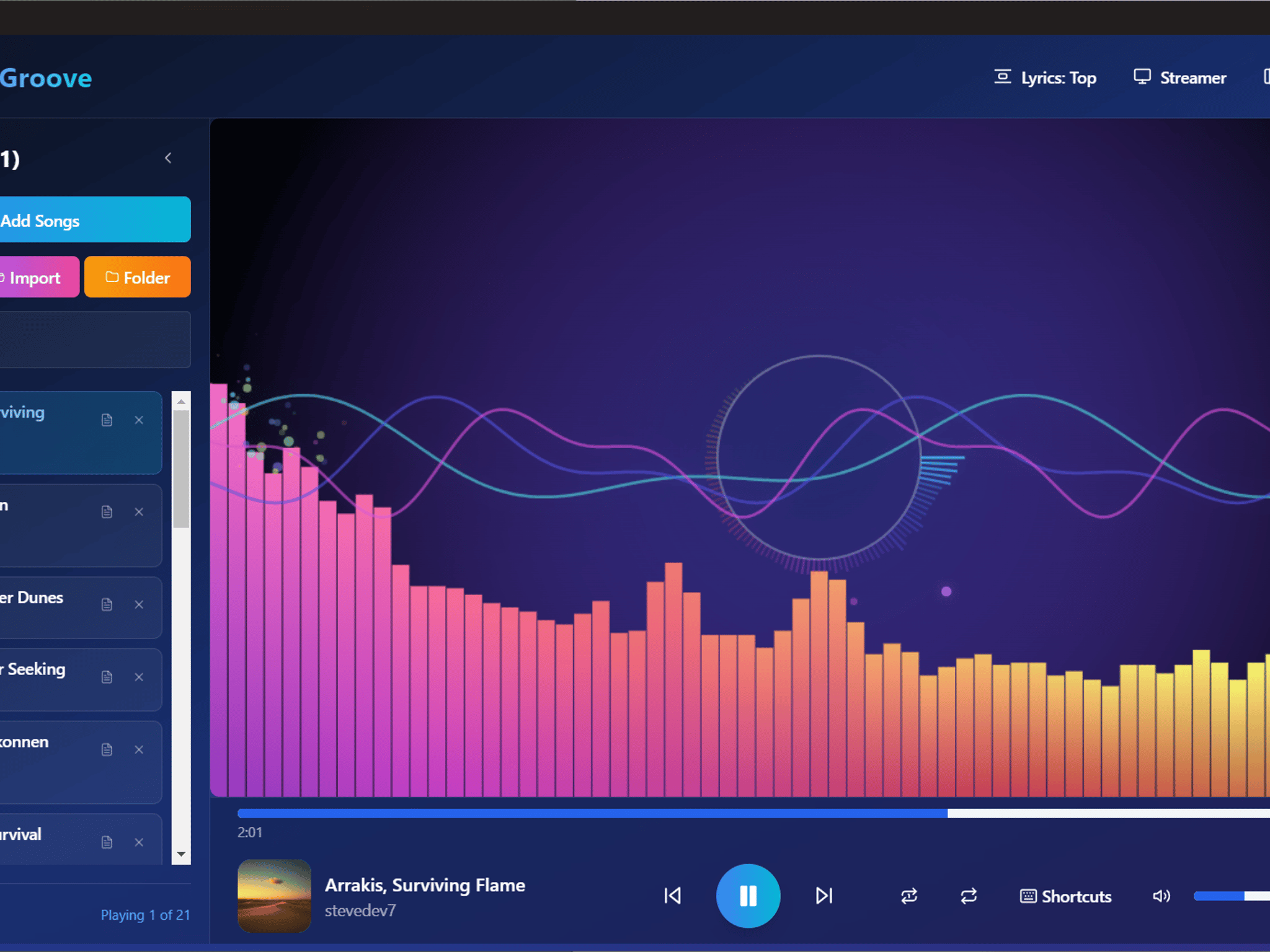 Sonic Groove Flash Drive - Mp3 player/visualizer - Win/Linux/Steam Deck