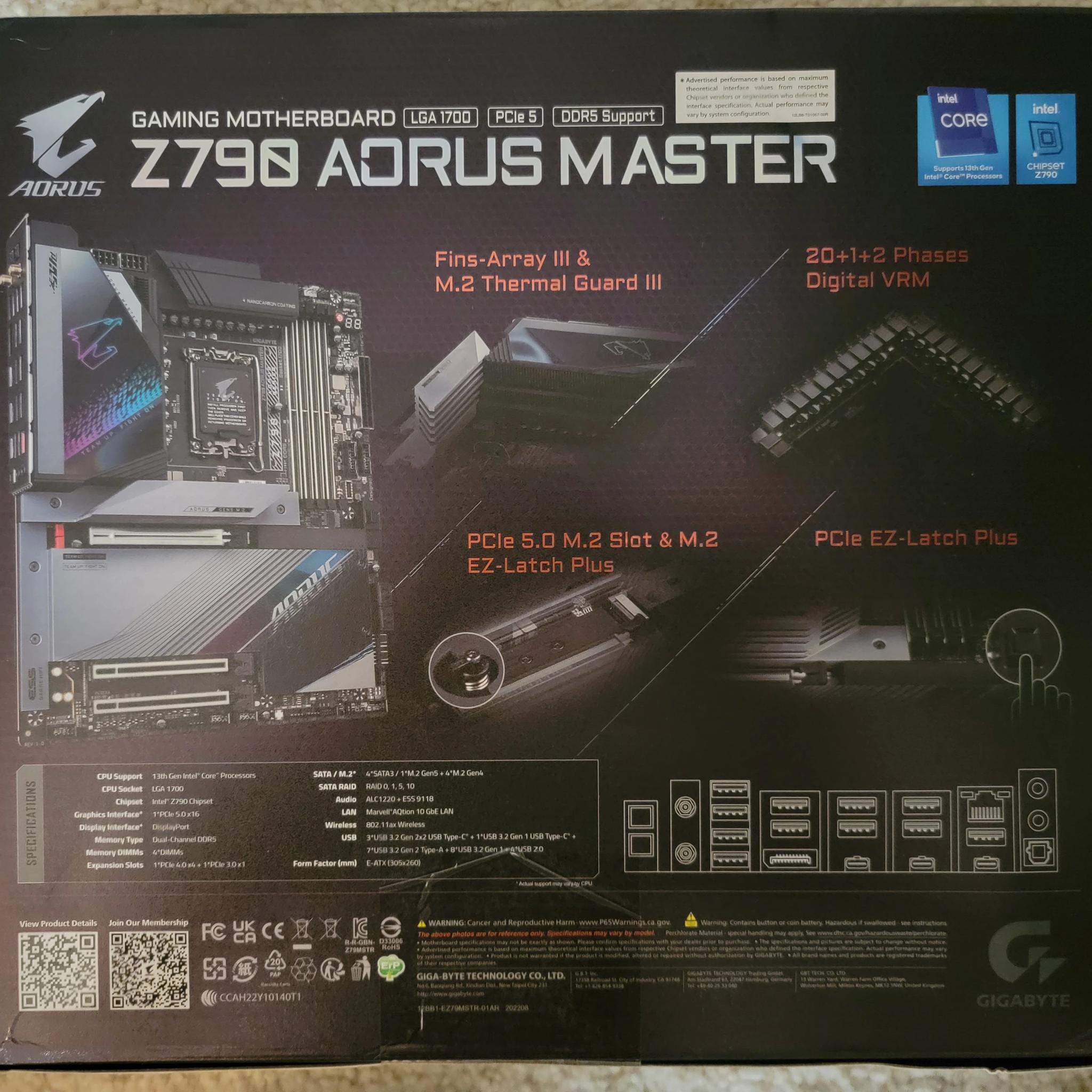 Gigabyte Z790 Aorus Master LGA 1700 EATX Motherboard Brand New In Box Sealed