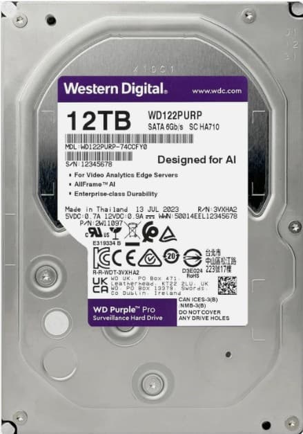 WD 12TB WD Purple Pro Surveillance Internal Hard Drive HDD WD122PURP