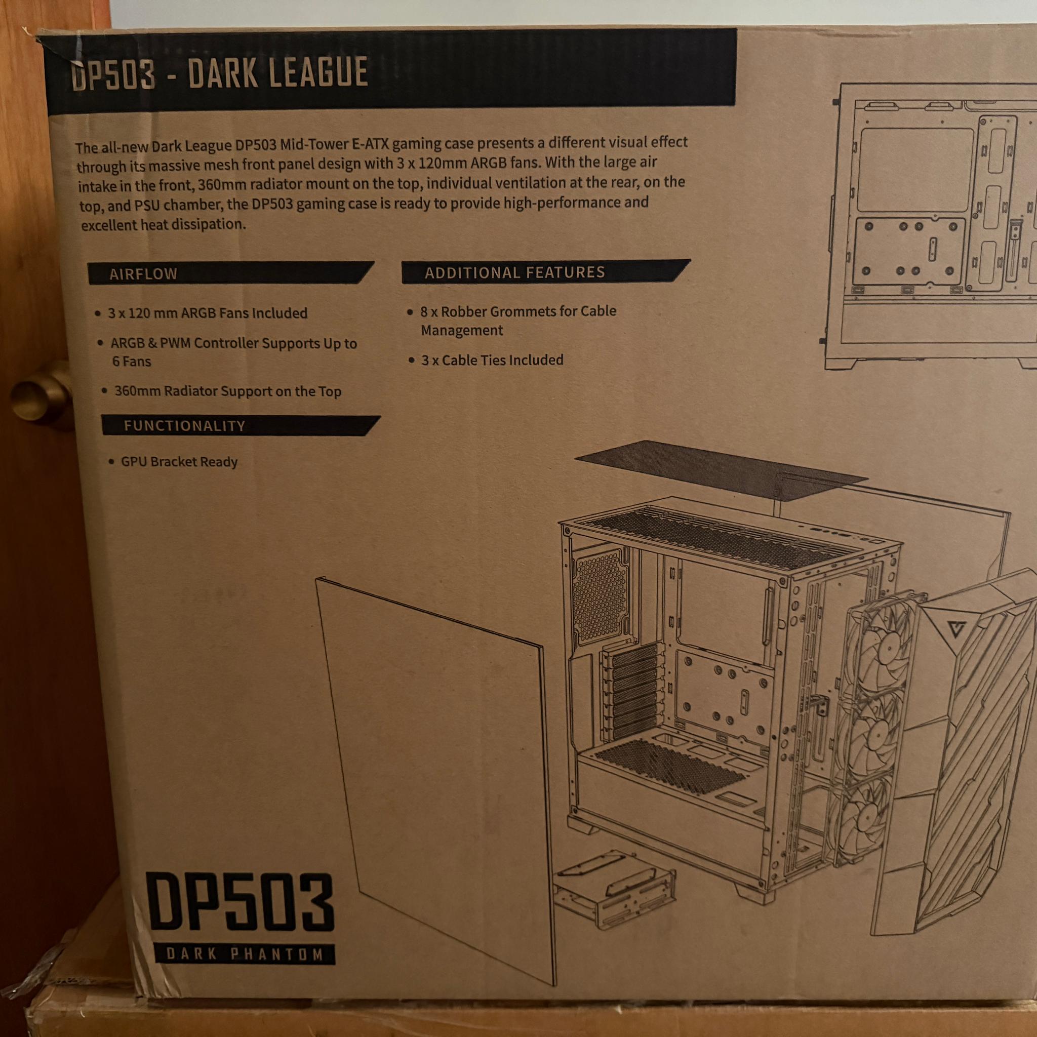 Antec DP503 ATX Mid Tower PC Case Type-C Gen2 with 3 x 120mm ARGB Cooling Fans