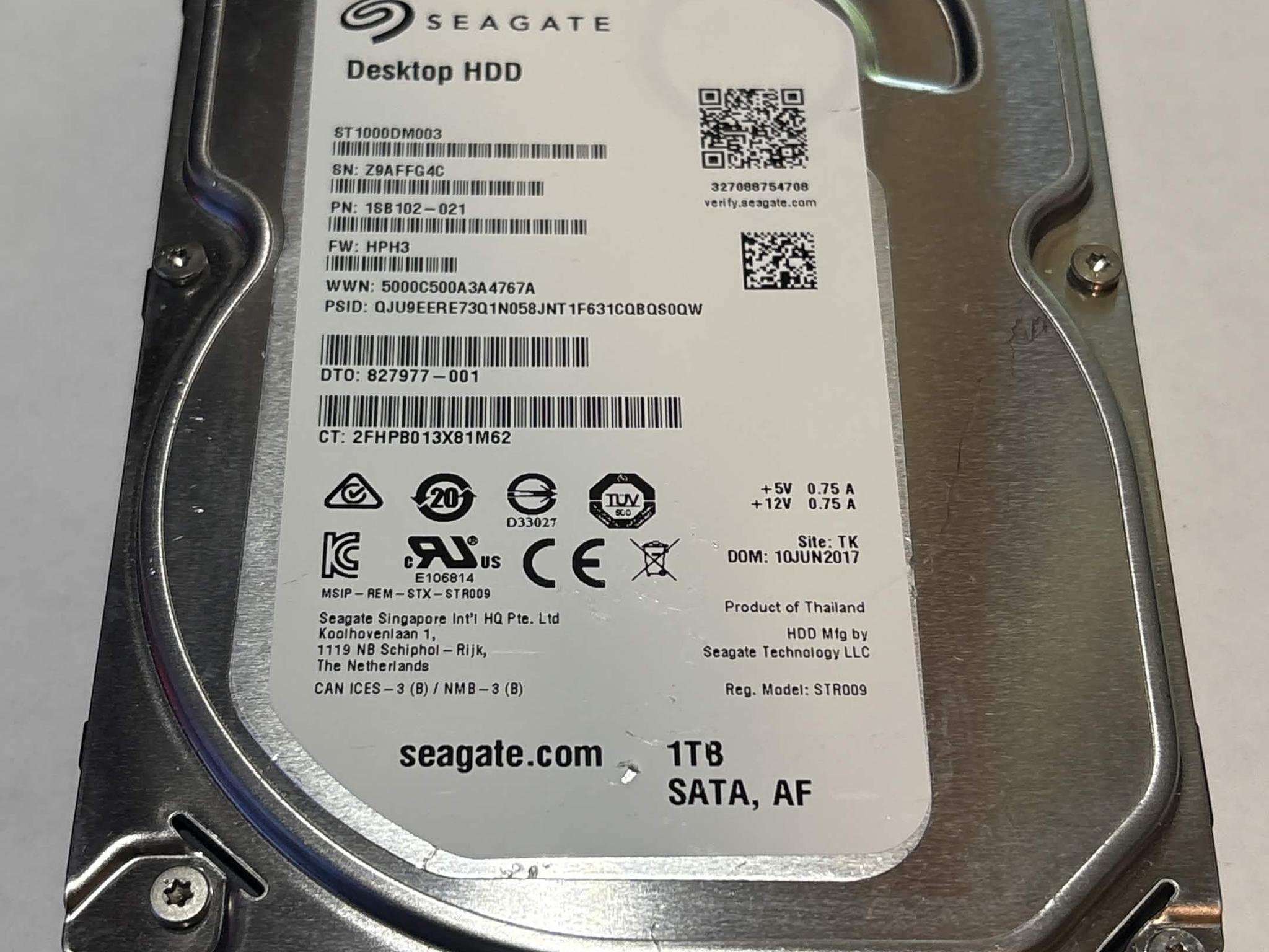 Seagate 1TB 7200RPM SATA Hard Drive | Tested & Healthy