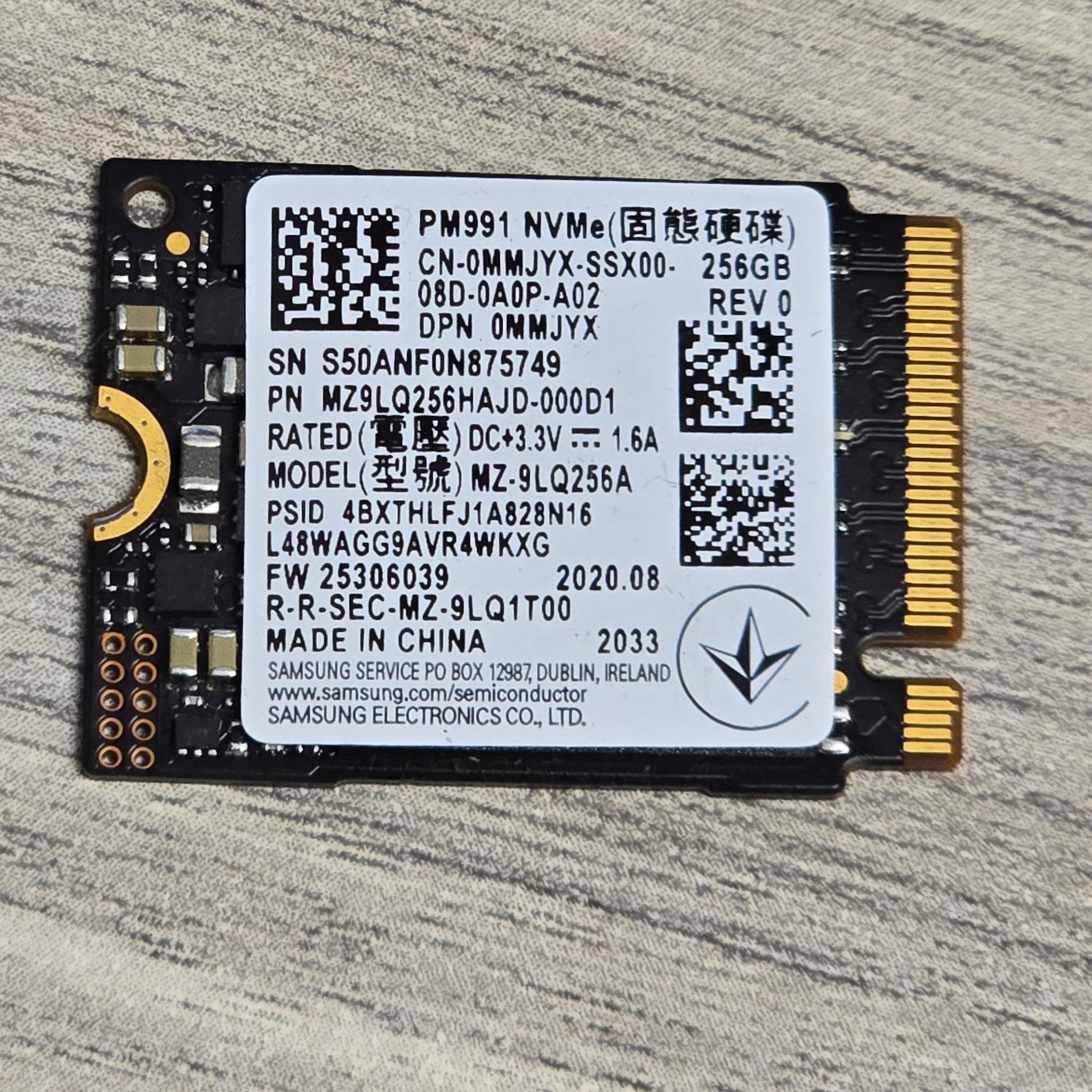 Samsung SSD 256GB PM991 M.2 2230 42mm PCIe 3.0 x4 NVMe
