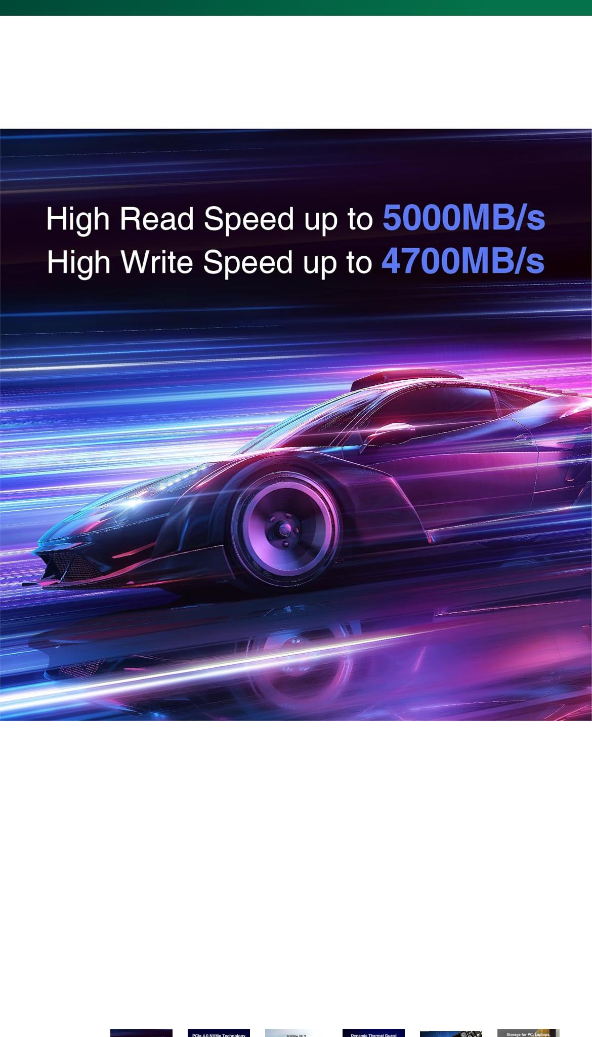 C970 1TB PCIe 4.0 Gen 4, NVMe M.2 Internal Solid State Drive, 3D NAND, Read Speed up to 5000 MB/s,