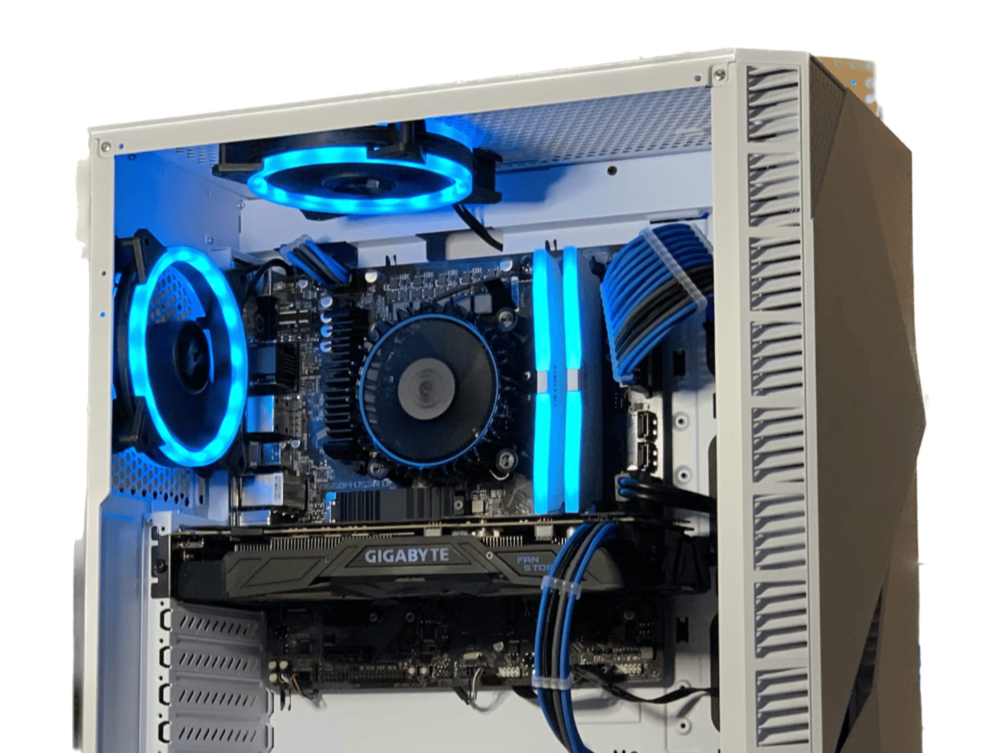 Mid Range White/Blue/Black Gaming PC (Intel 12100f + GTX 1070)