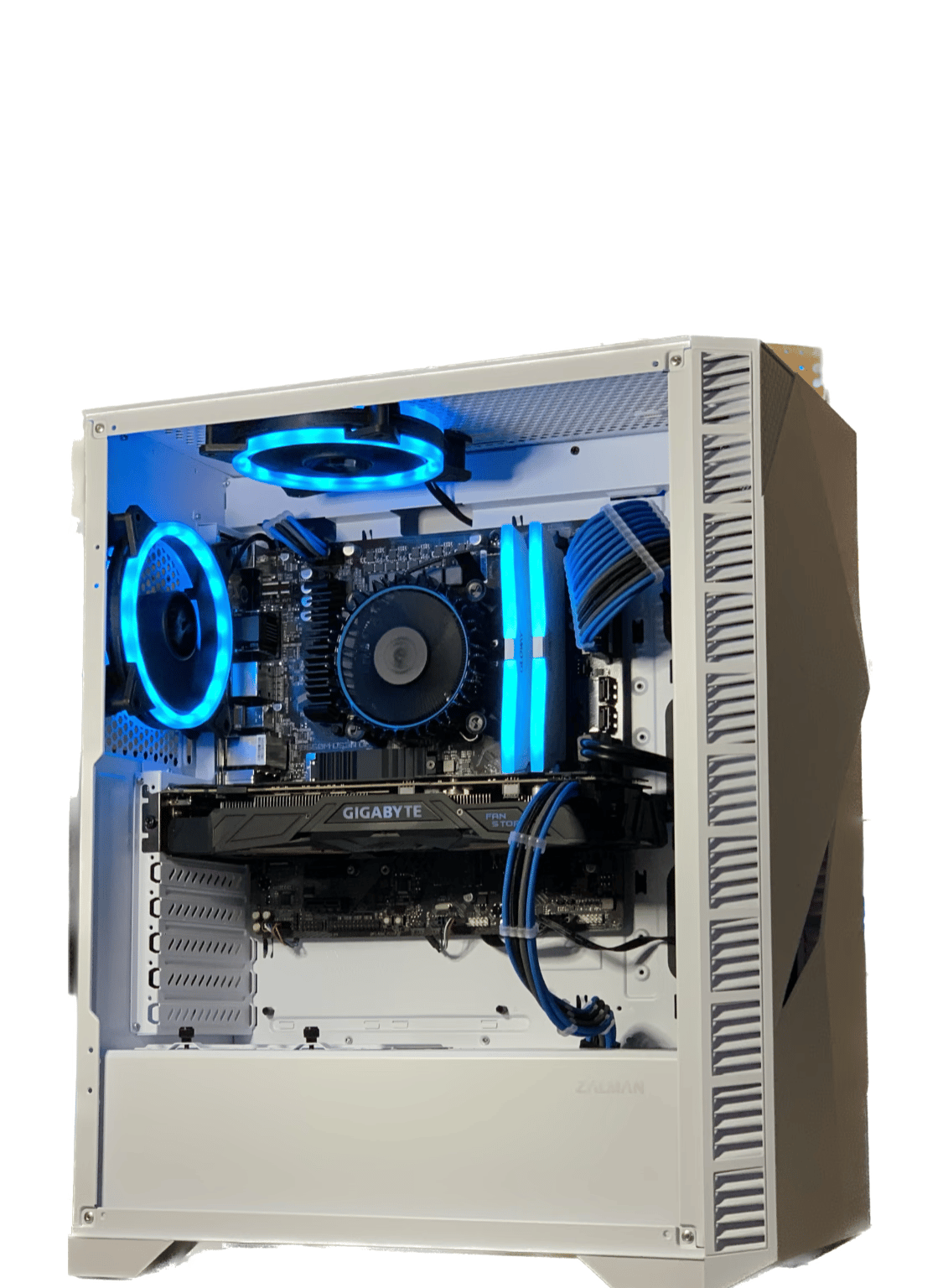 Mid Range White/Blue/Black Gaming PC (Intel 12100f + GTX 1070)