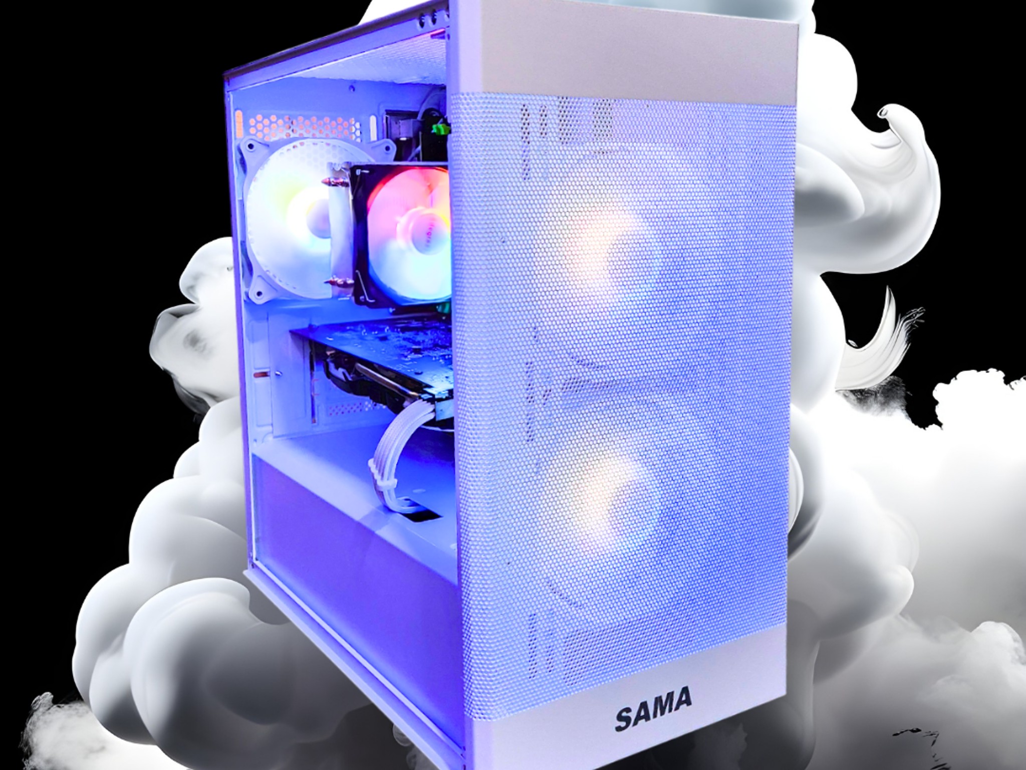 ⚪️White Dragon🐲: RX 580 8GB | Xeon E5-2650 V3 | 16GB DDR4 RAM | 512GB SSD | 4 Fans | White RGB PC
