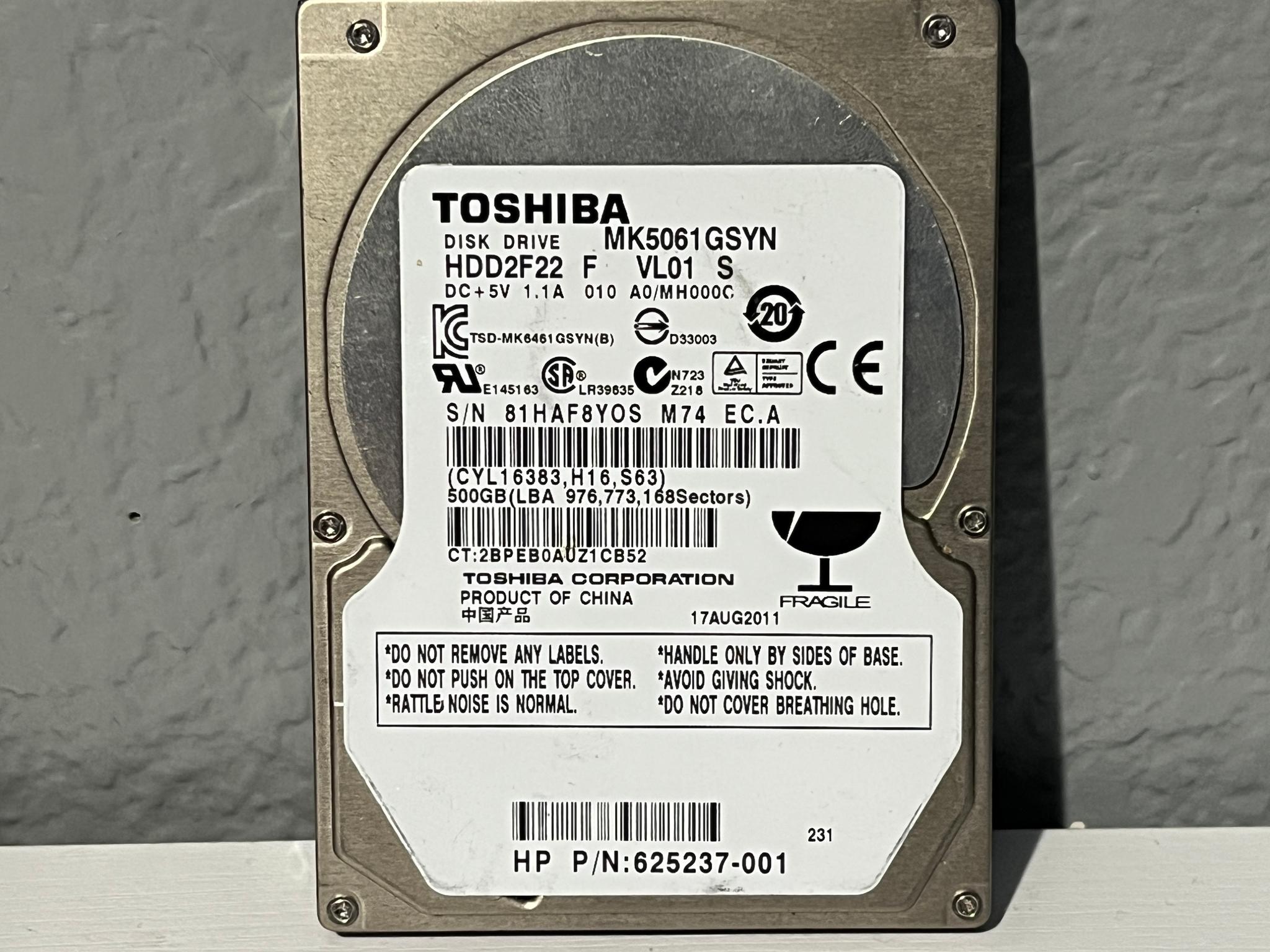 TOSHIBA 500GB Hard Disk Drive