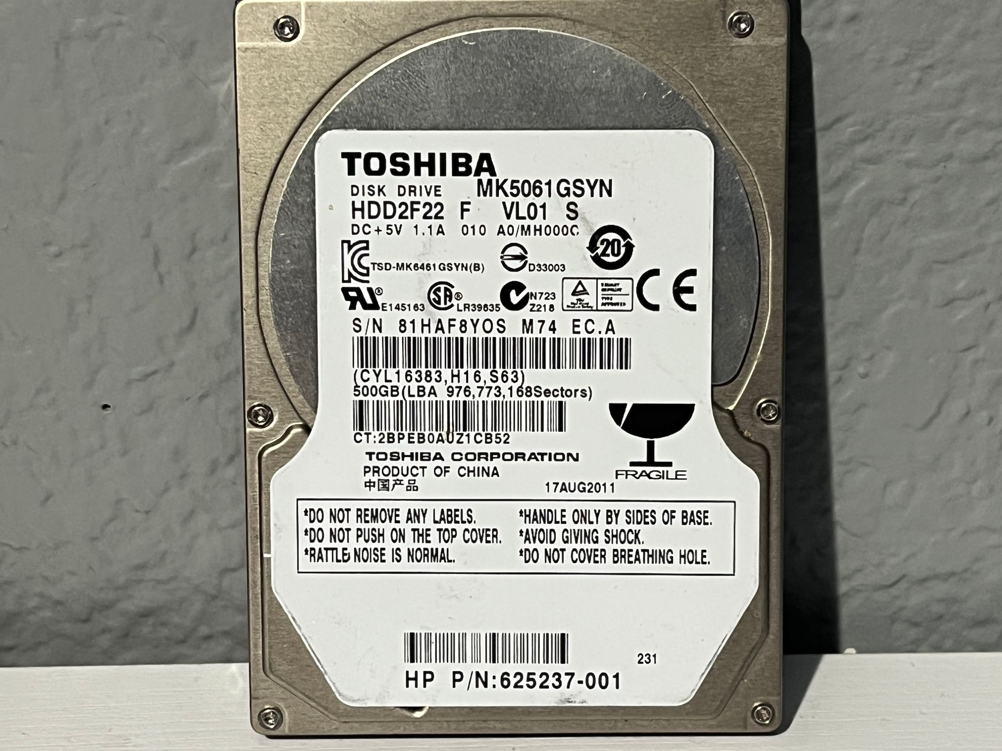 TOSHIBA 500GB Hard Disk Drive