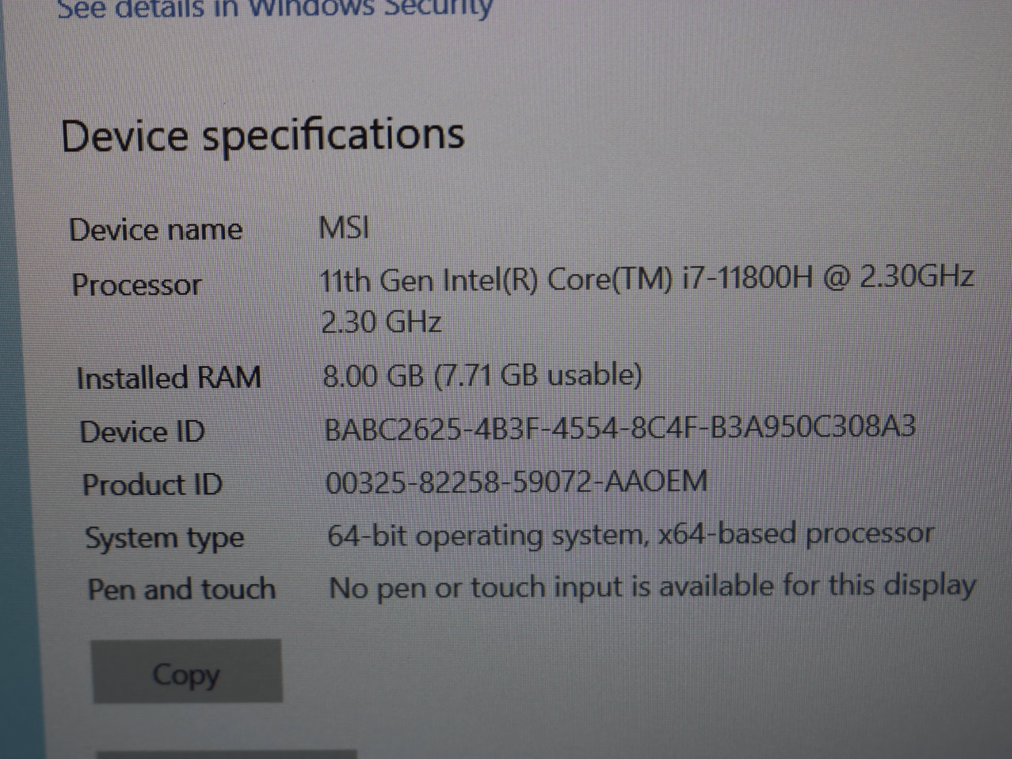 MSI Sword 15.6" Gaming Laptop Intel Core i7 NVIDIA GeForce RTX 3050 Ti 512GB SSD 8GB RAM