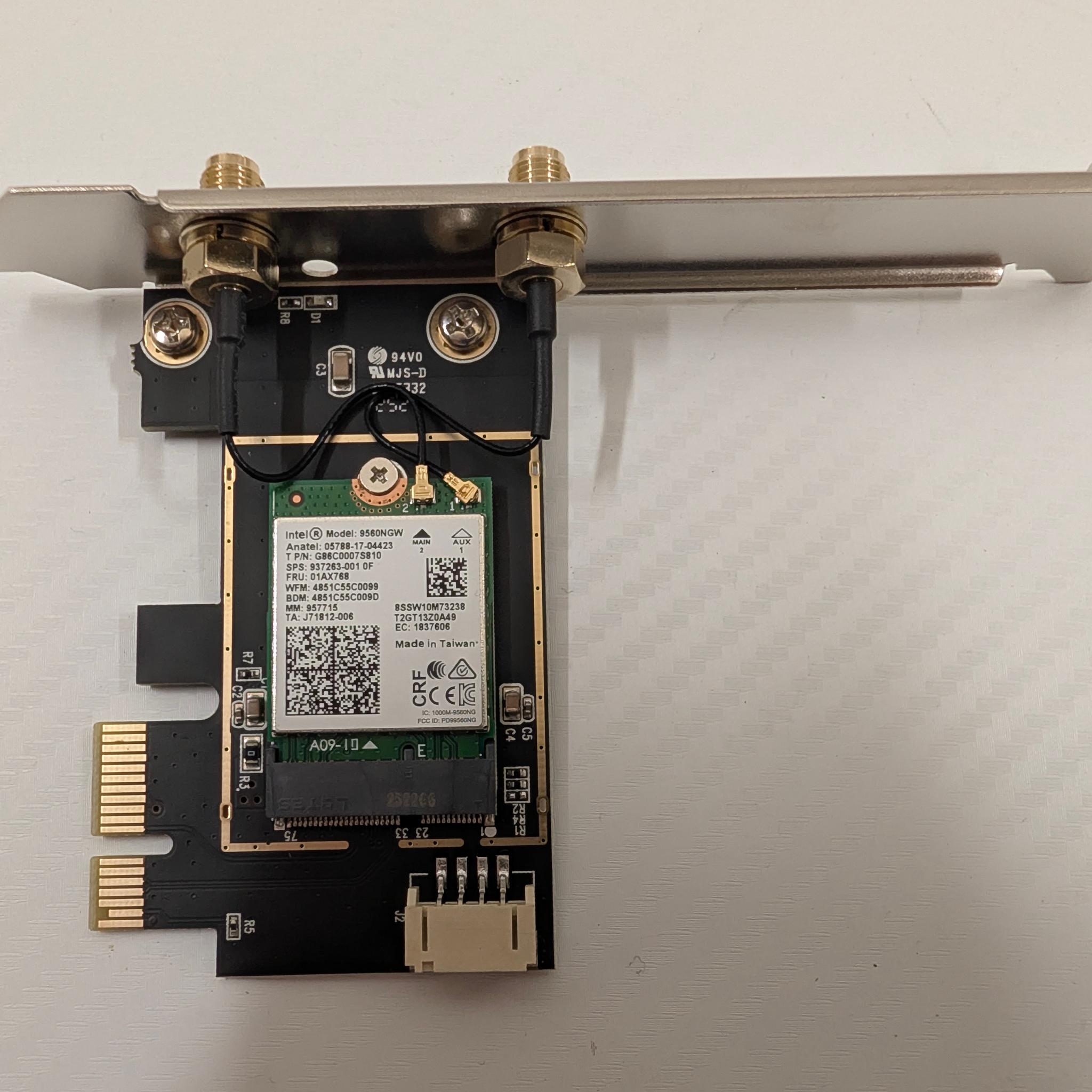 WiFi 5 PCIe Card | Intel AC 9560 Chip, 867Mbps Dual-Band 2.4GHz/5GHz, Bluetooth 4.2