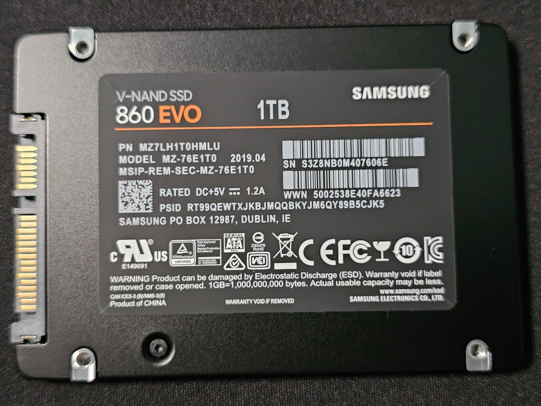 Samsung 860 EVO 1TB (1000GB) SATAIII 2.5"x7mm SSD