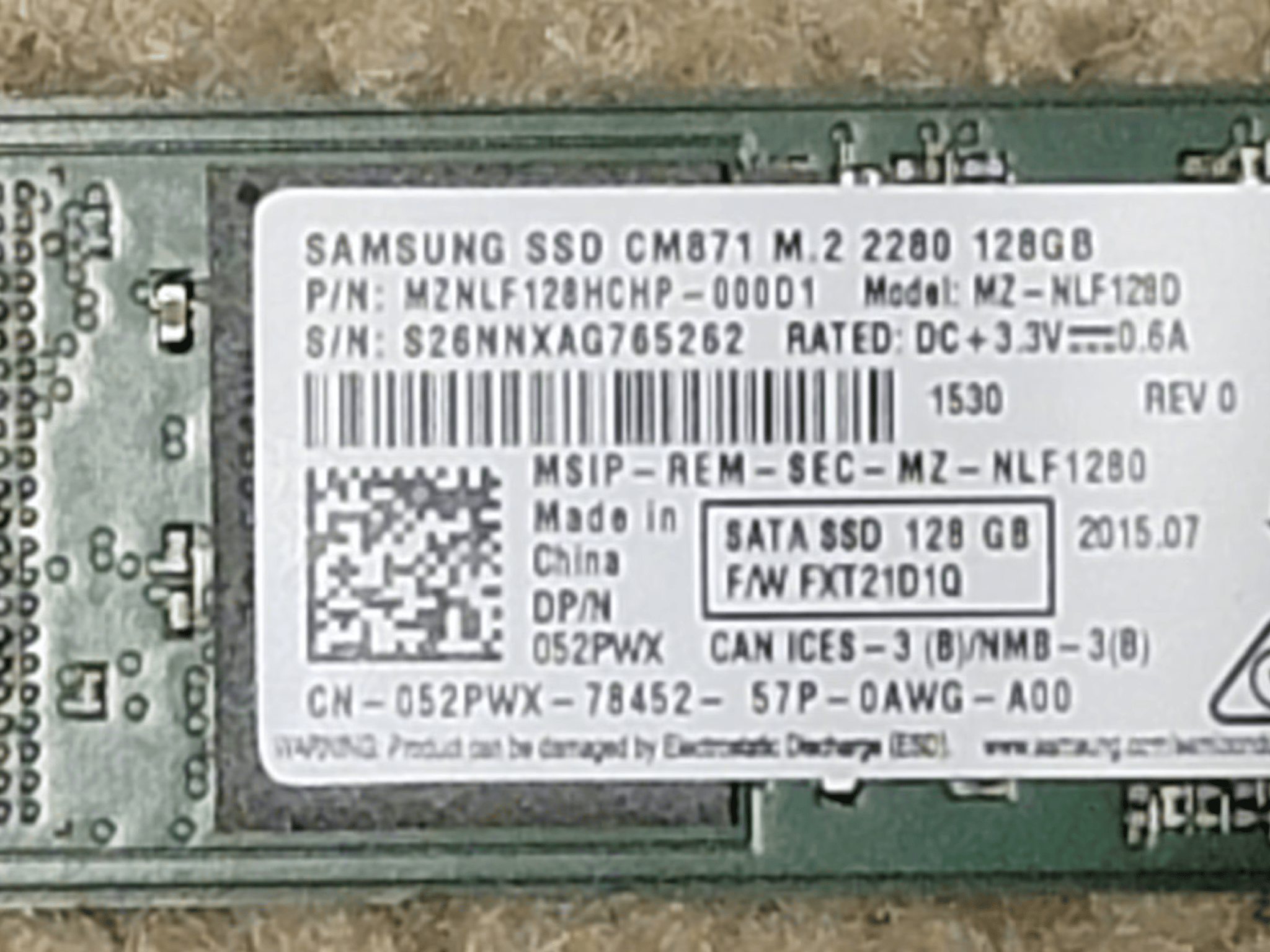 Samsung CM871 M.2 SATA 128GB SSD