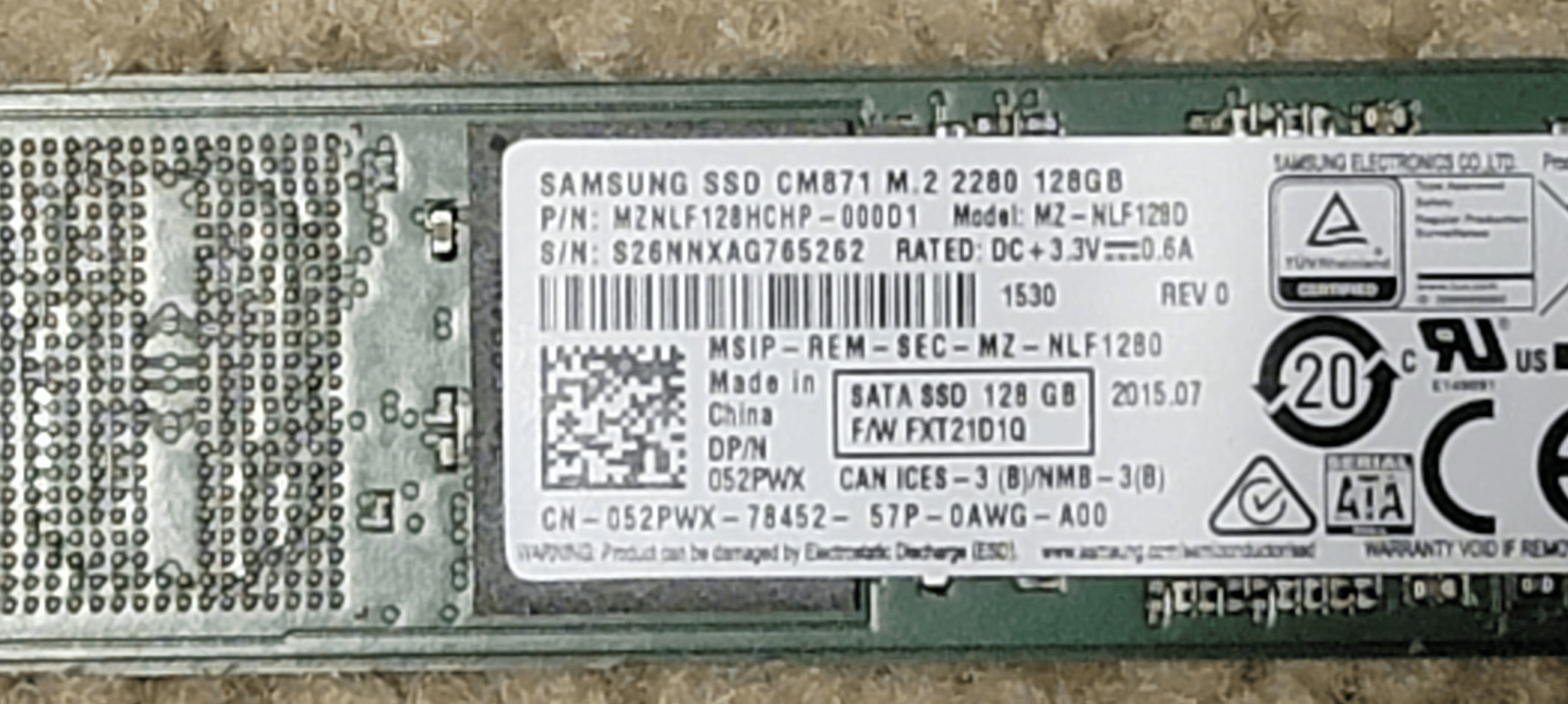 Samsung CM871 M.2 SATA 128GB SSD