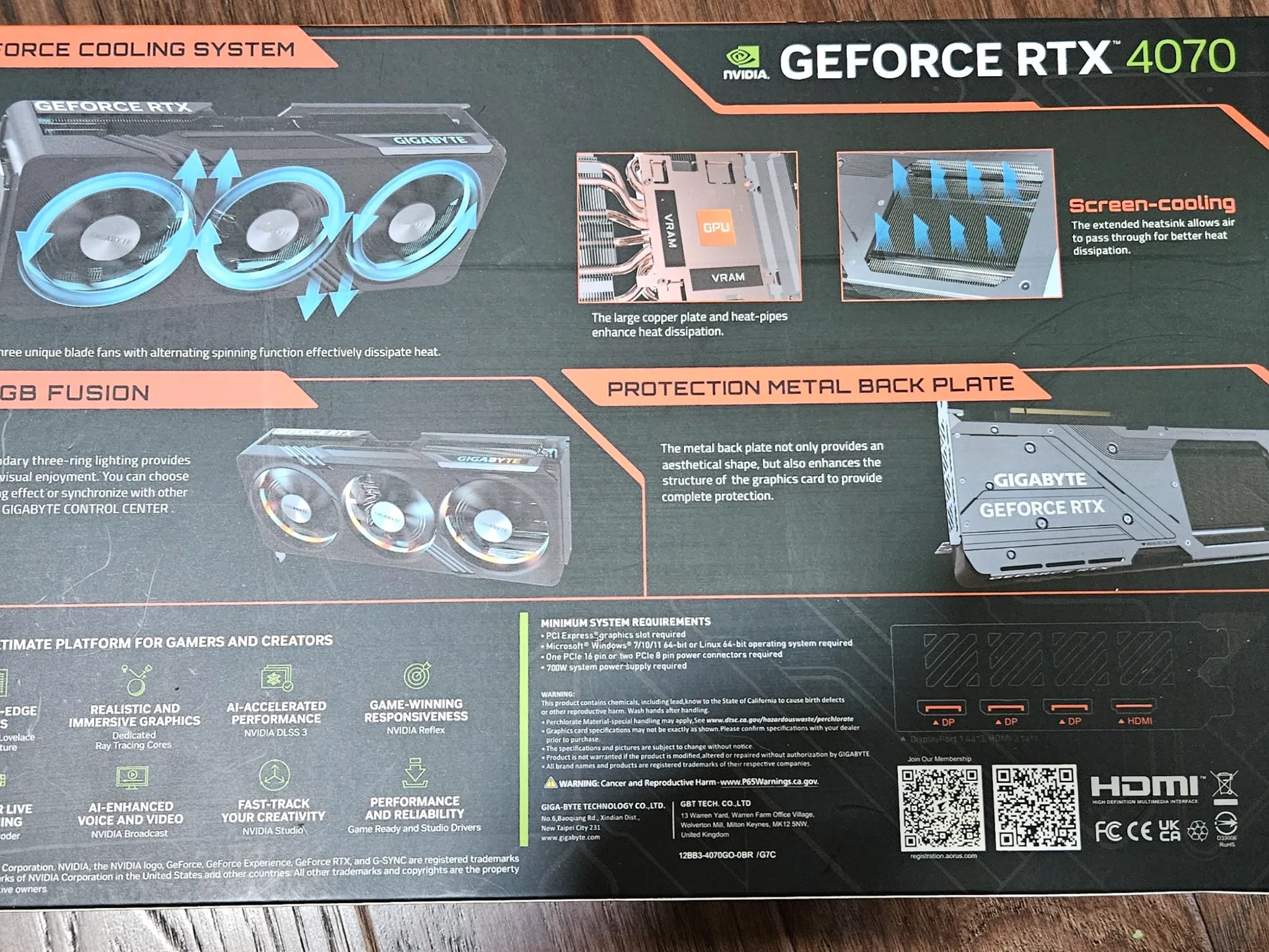 Gigabyte GAMING OC GeForce RTX 4070 12 GB (3 fans + dual bios)