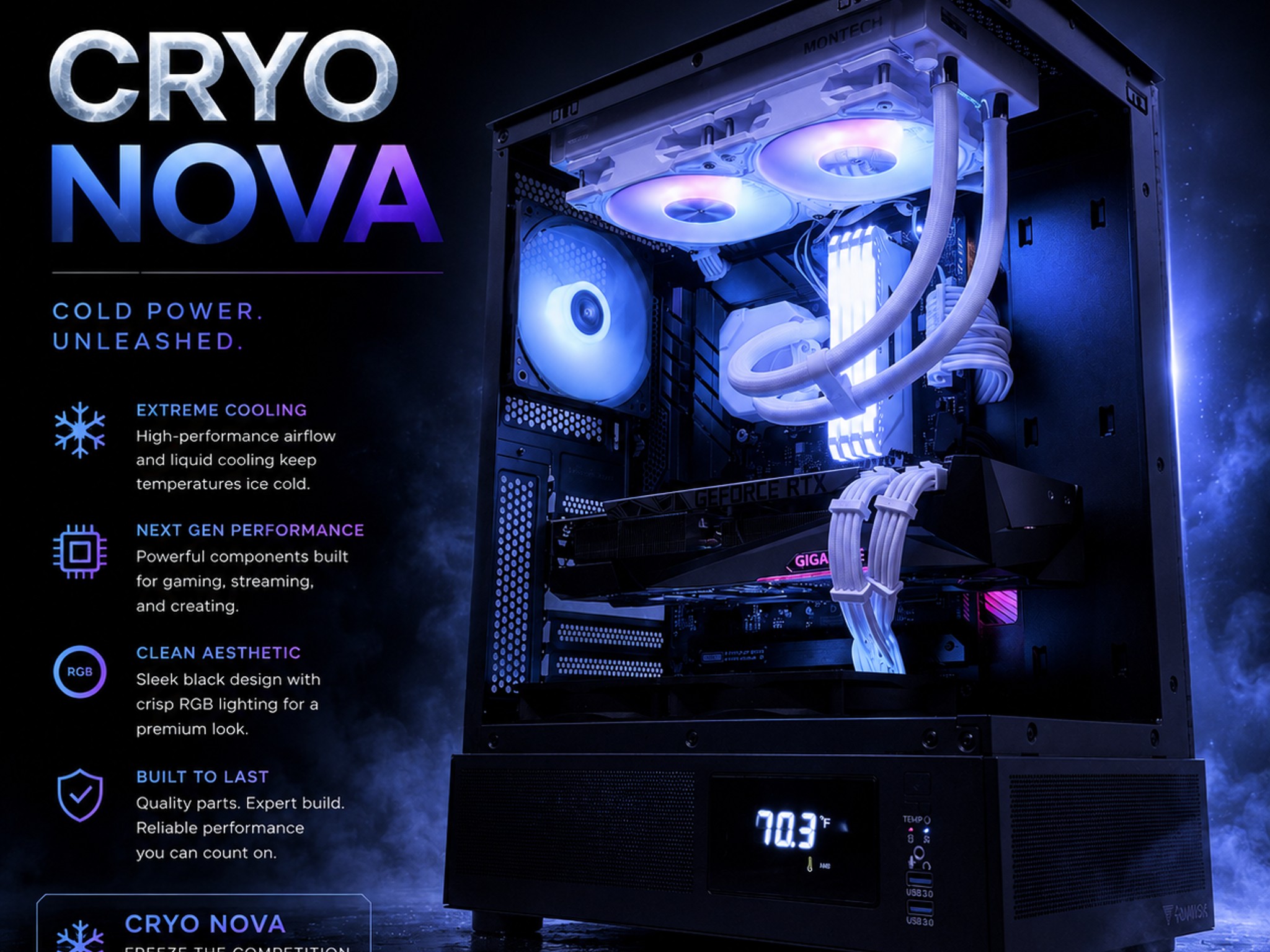 ❄️"Cryo Nova"❄️| 1440p Gaming | RTX 3080 | Intel i5 13400F | 32B Ram | 1tb Storage | WiFi