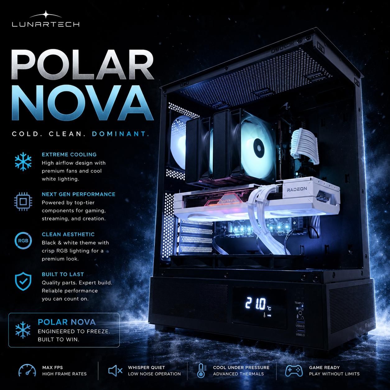 ❄️"Polar Nova"❄️| 1440p/4k Gaming | RX 7800 XT 16gb  | Intel i5 14600K | 32B DDR5 | 1tb Storage