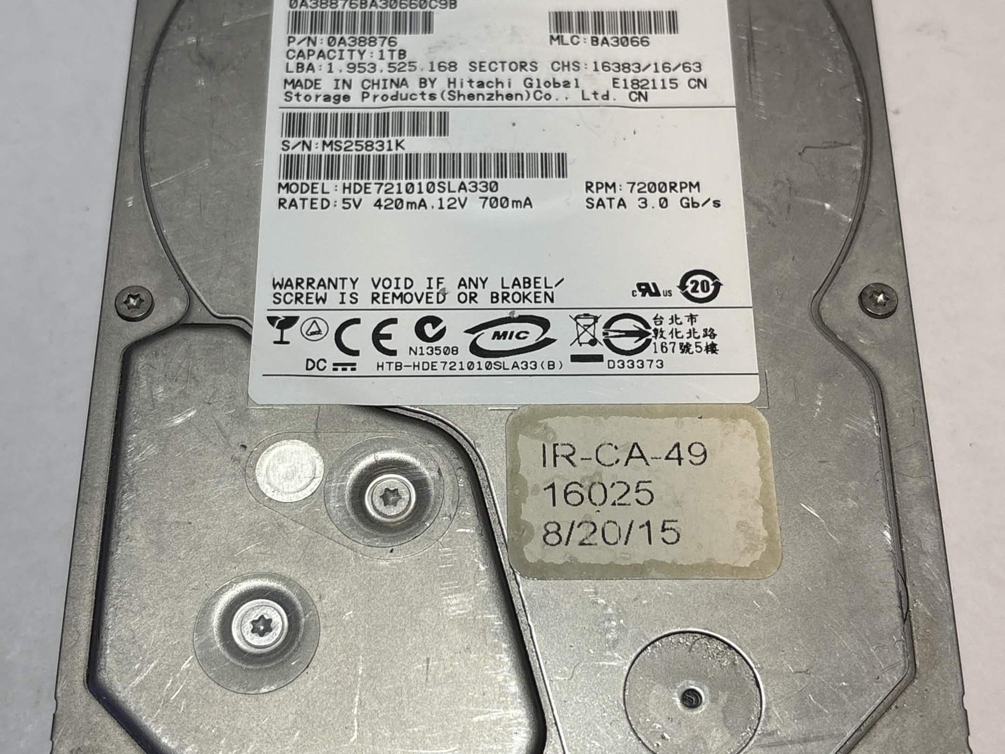Hitachi 1TB 7200RPM SATA Hard Drive | Tested & Functional