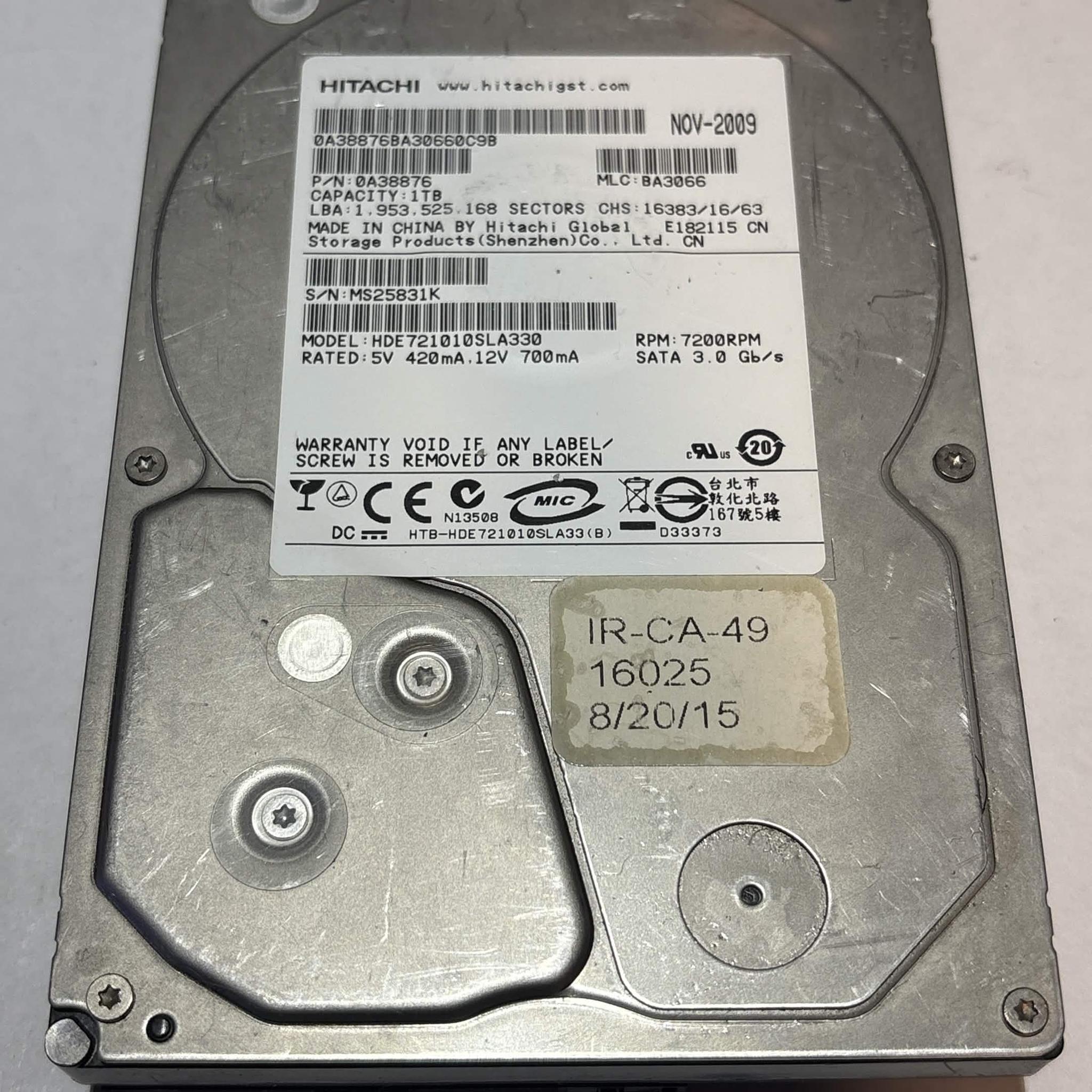 Hitachi 1TB 7200RPM SATA Hard Drive | Tested & Functional