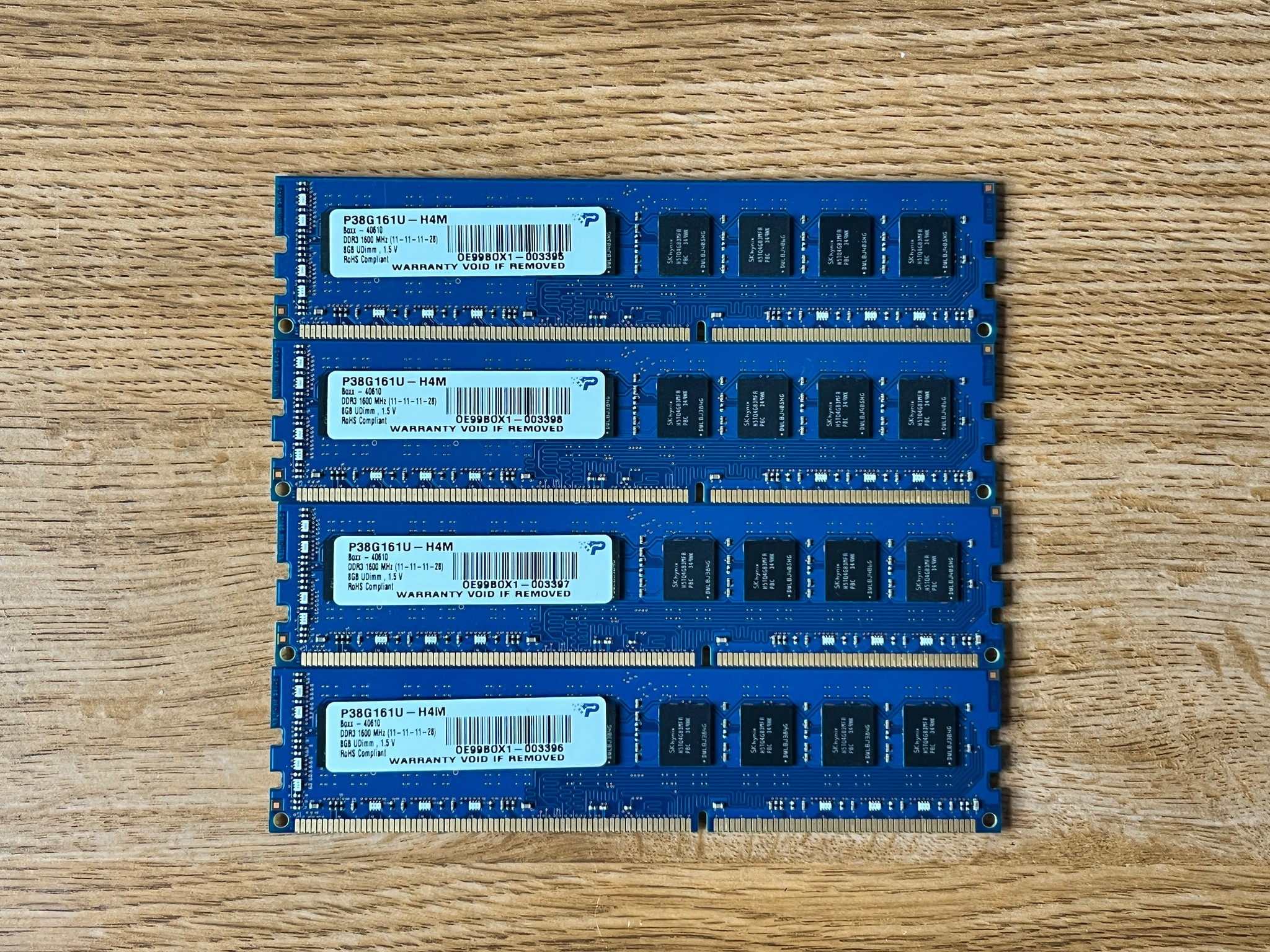 Kit of 4x8GB SK Hynix 32GB 2Rx8 PC3-12800U Desktop Memory HMT41GU6MFR8C-PB DDR3