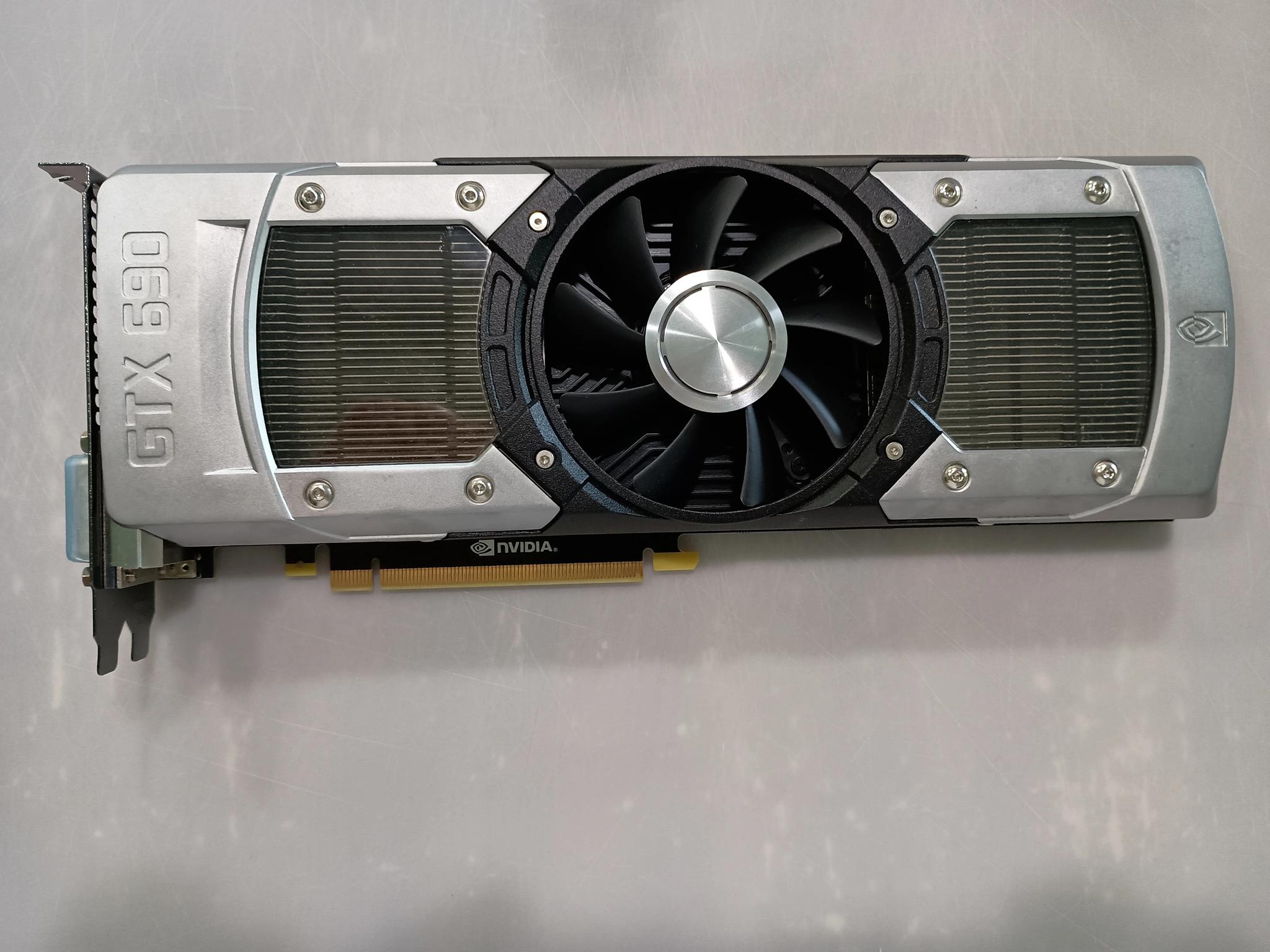 Two GTX 690 GPUs for Quad SLI (with SLI bridge). Tested, works well.