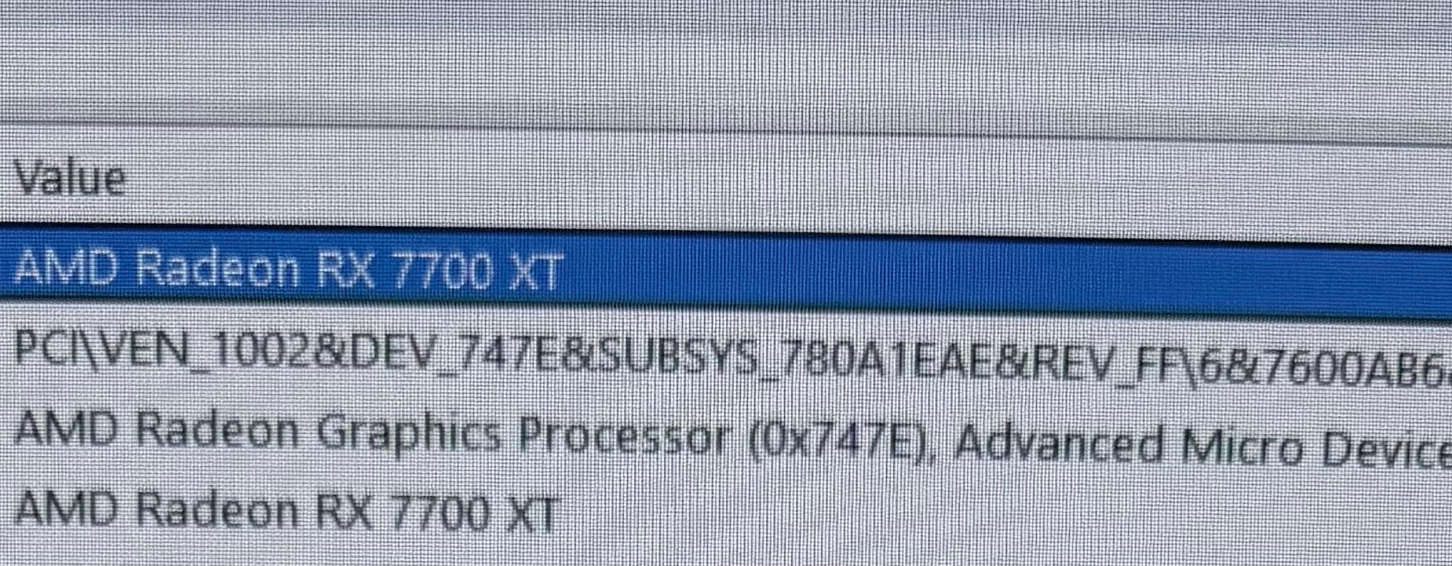 AMD RX 7700XT 12GB - lightly used, less than one year.