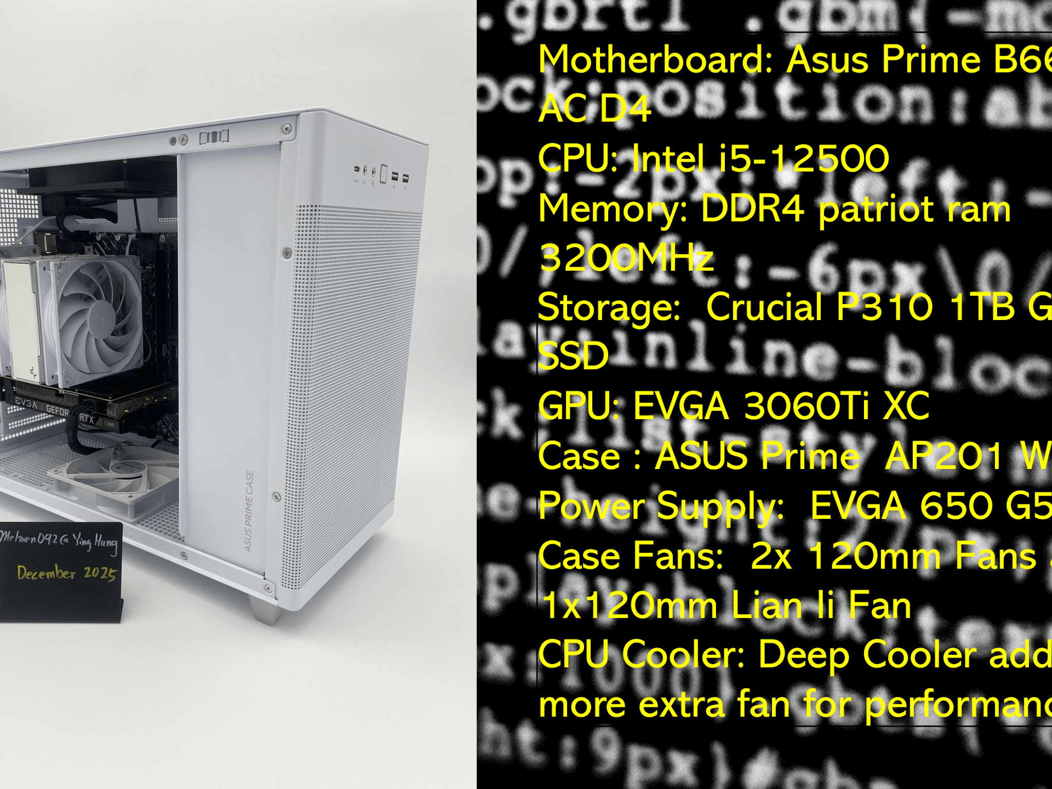 1440P StartUP White | i5-12500 | 3060Ti | DDR4 16GB | 1TB Storage