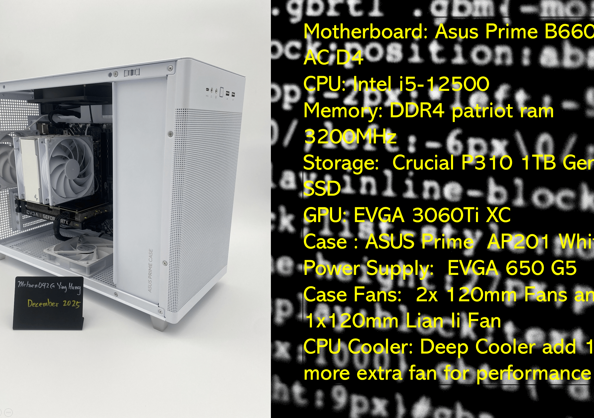 1440P StartUP White | i5-12500 | 3060Ti | DDR4 16GB | 1TB Storage