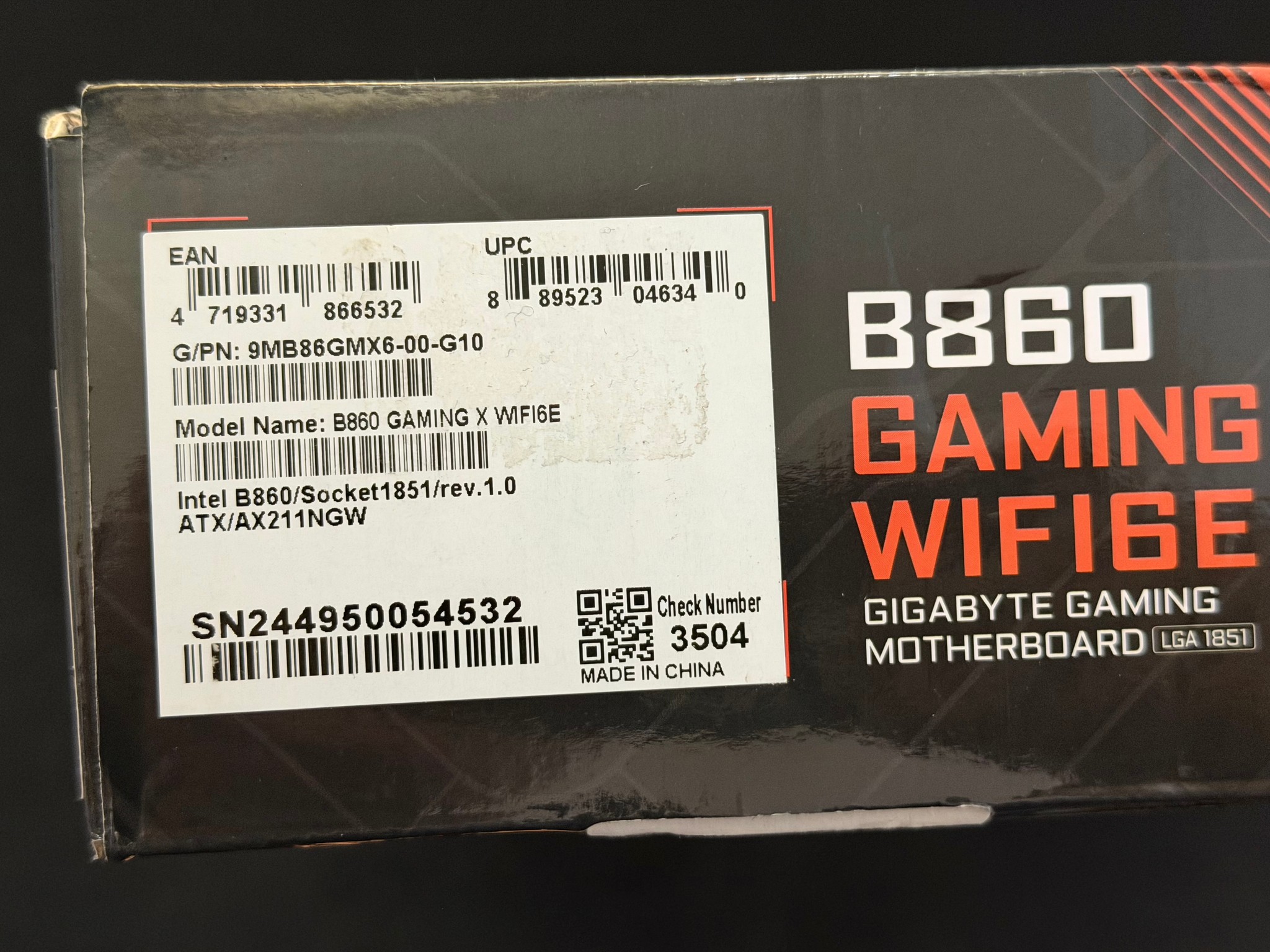 GIGABYTE B860 GAMING X WIFI6E Intel Core Ultra (Series 2) LGA 1851 Motherboard,