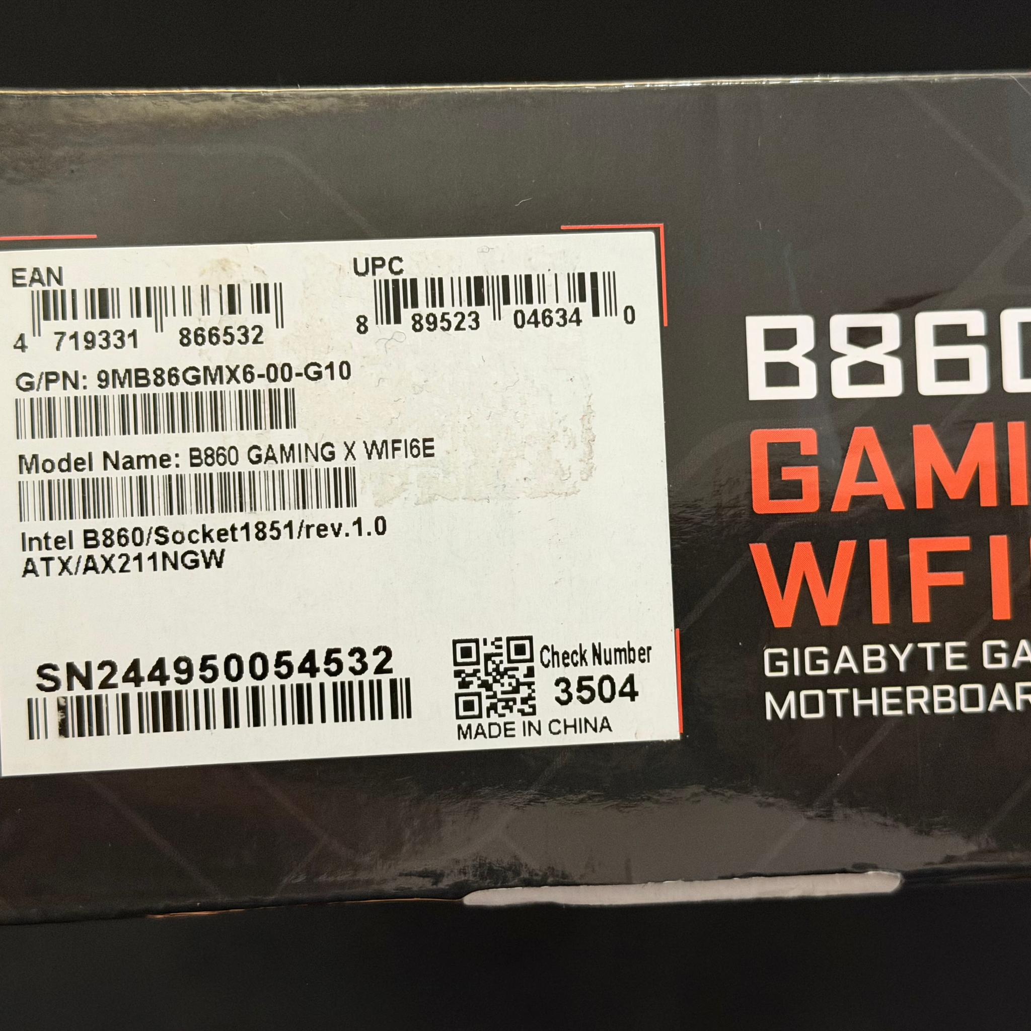 GIGABYTE B860 GAMING X WIFI6E Intel Core Ultra (Series 2) LGA 1851 Motherboard,