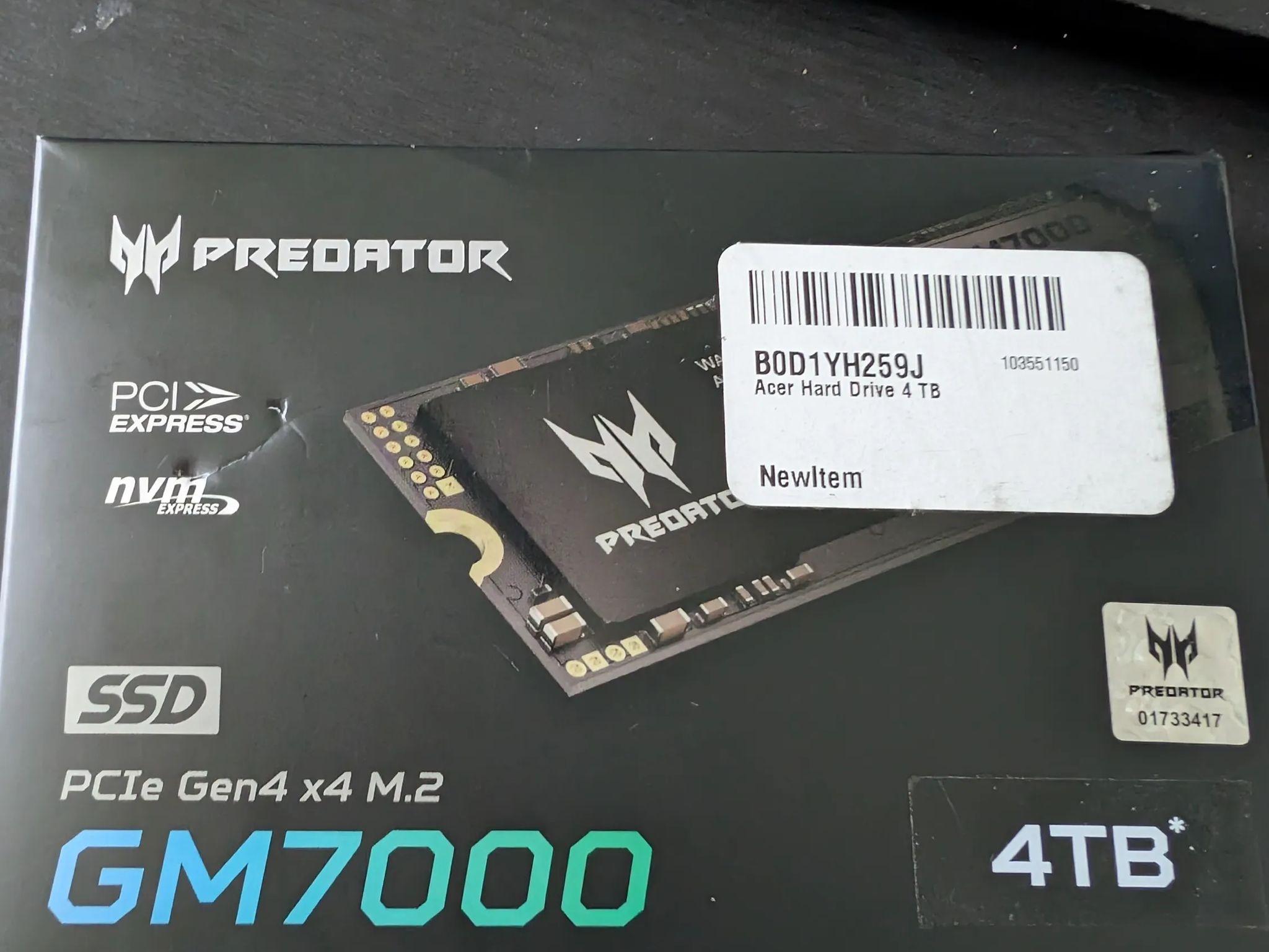 Acer Predator GM7000 NVME Gen 4 - 4TB