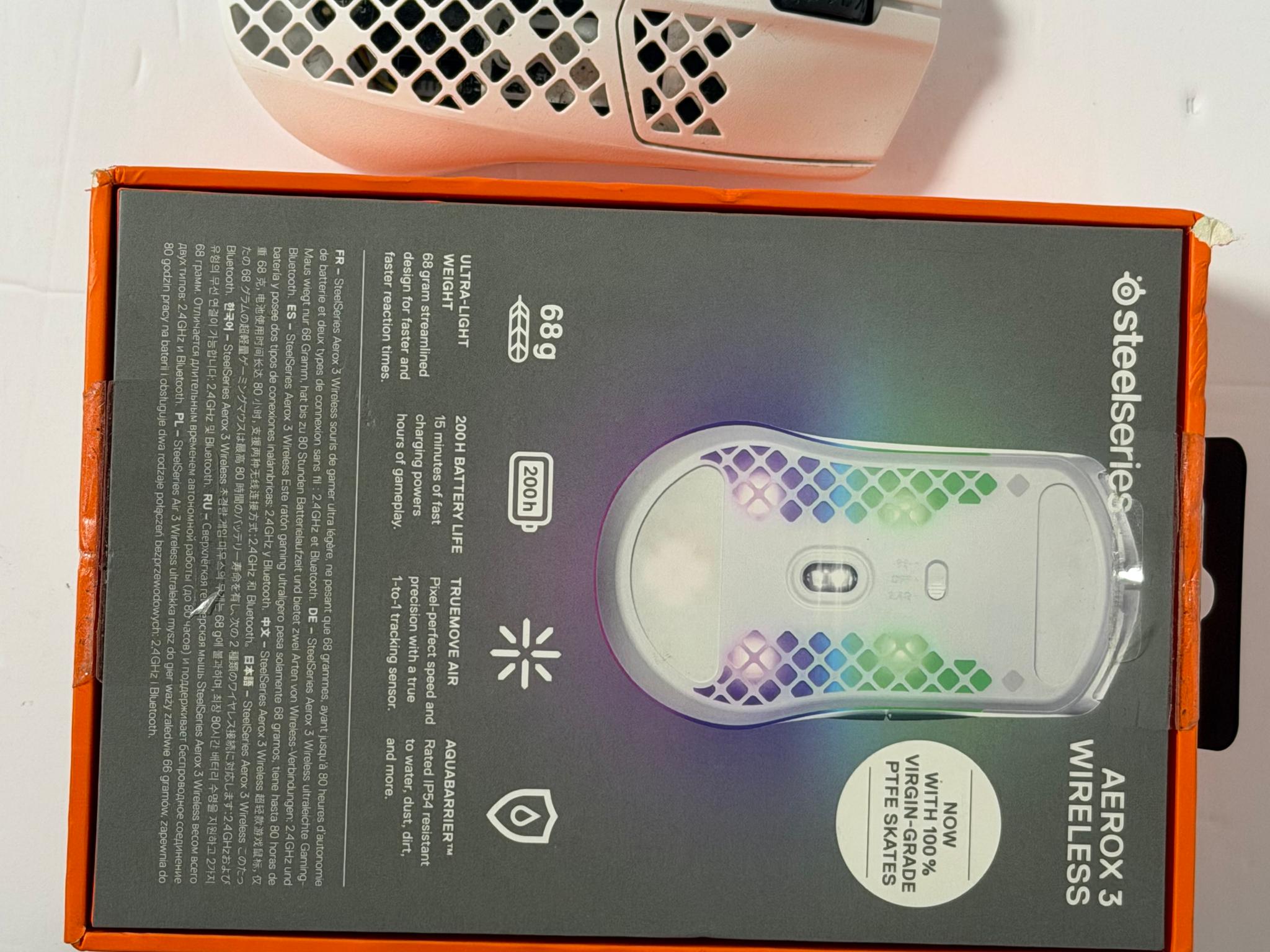 SteelSeries Aerox 3 Wireless - Holey RGB Gaming Mouse - Ultra-lightweight -Snow