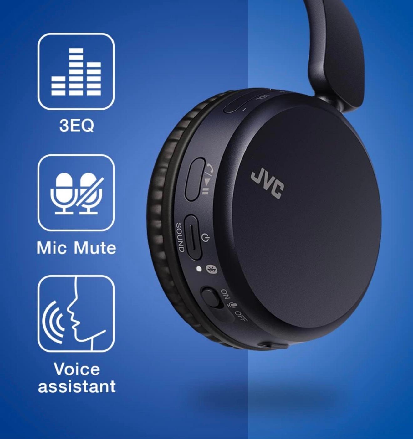 JVC Deep Base Headphones On Ear Wireless Bluetooth HAS36WB