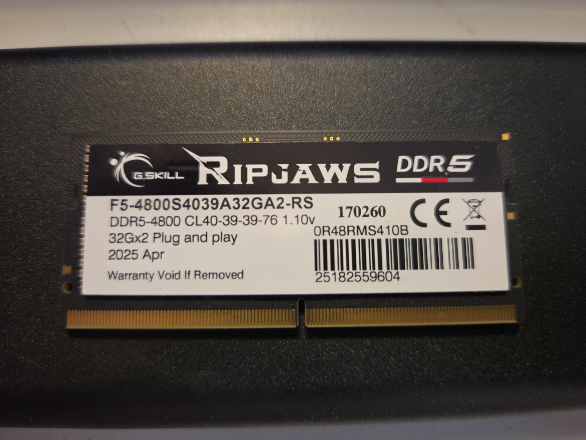 G.SKILL RIPJAWS 32GB 4800 CL40 SO-DIMM
