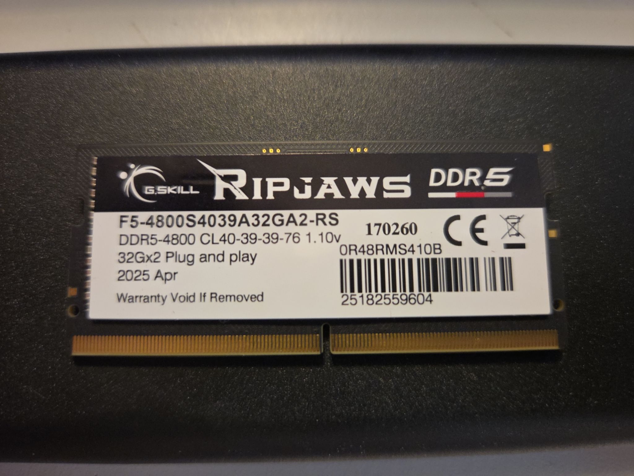 G.SKILL RIPJAWS 32GB 4800 CL40 SO-DIMM