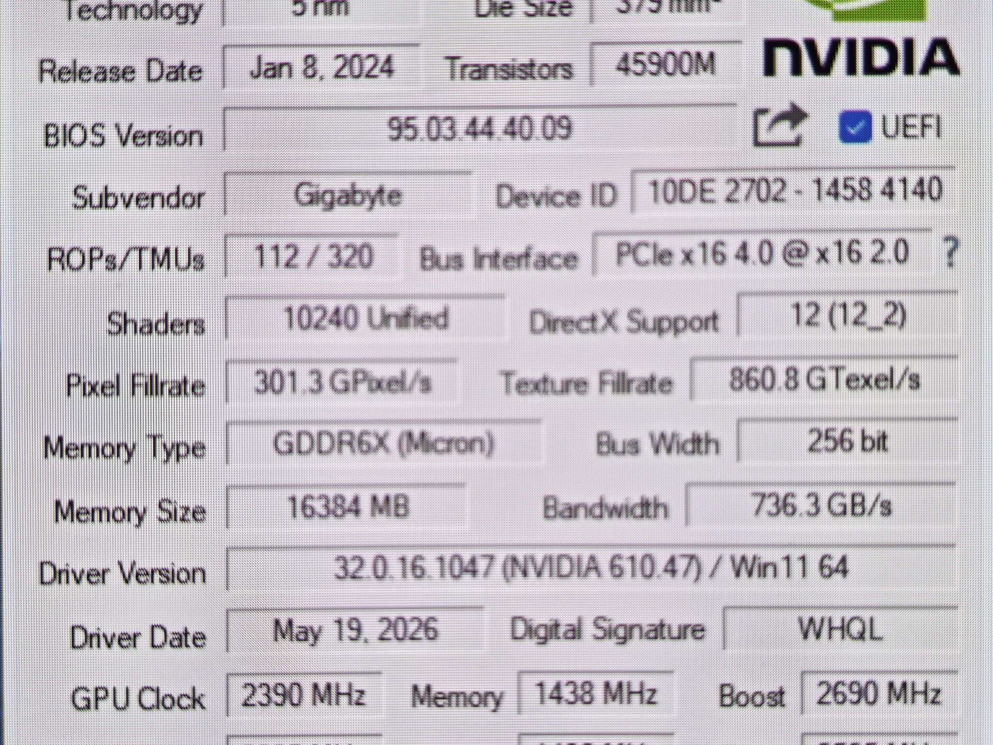 GIGABYTE GAMING OC GeForce RTX 4080 SUPER