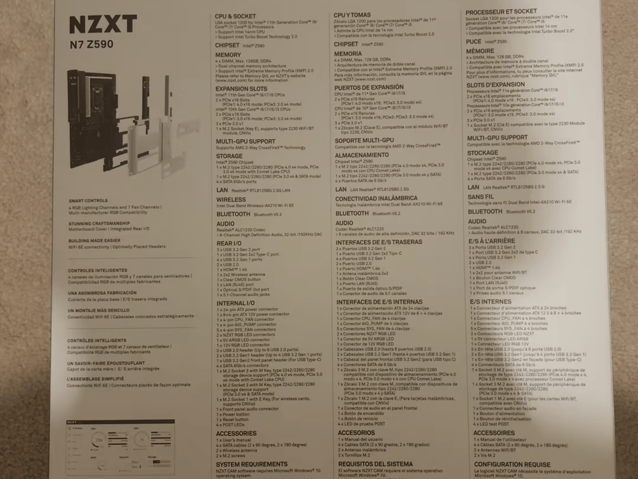 Bnib NZXT N7 Z590 - N7-Z59XT-W1 - Intel Z590 chipset (Supports 11th Gen CPUs)